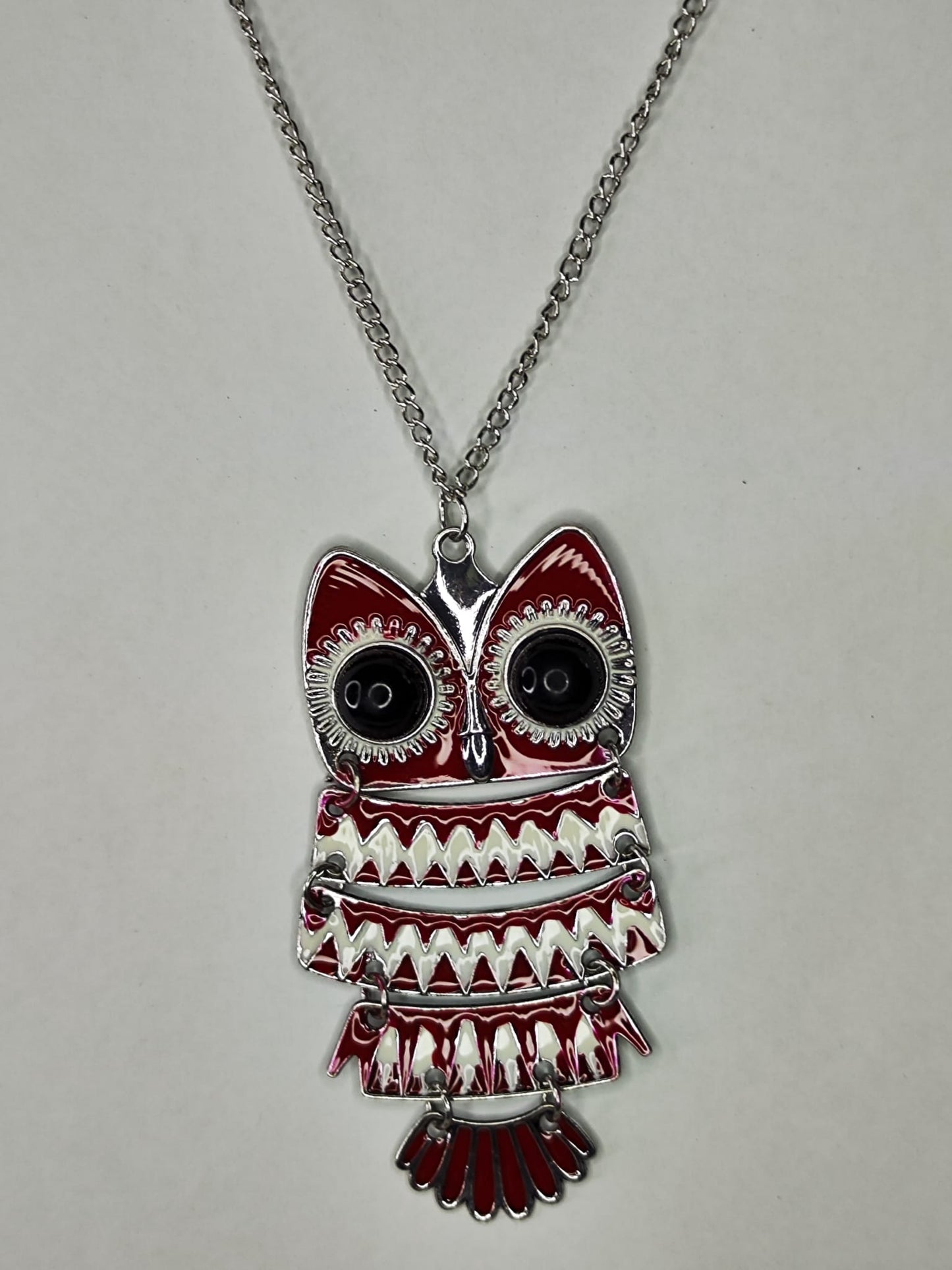 Collar Buho (rojo - plateado)