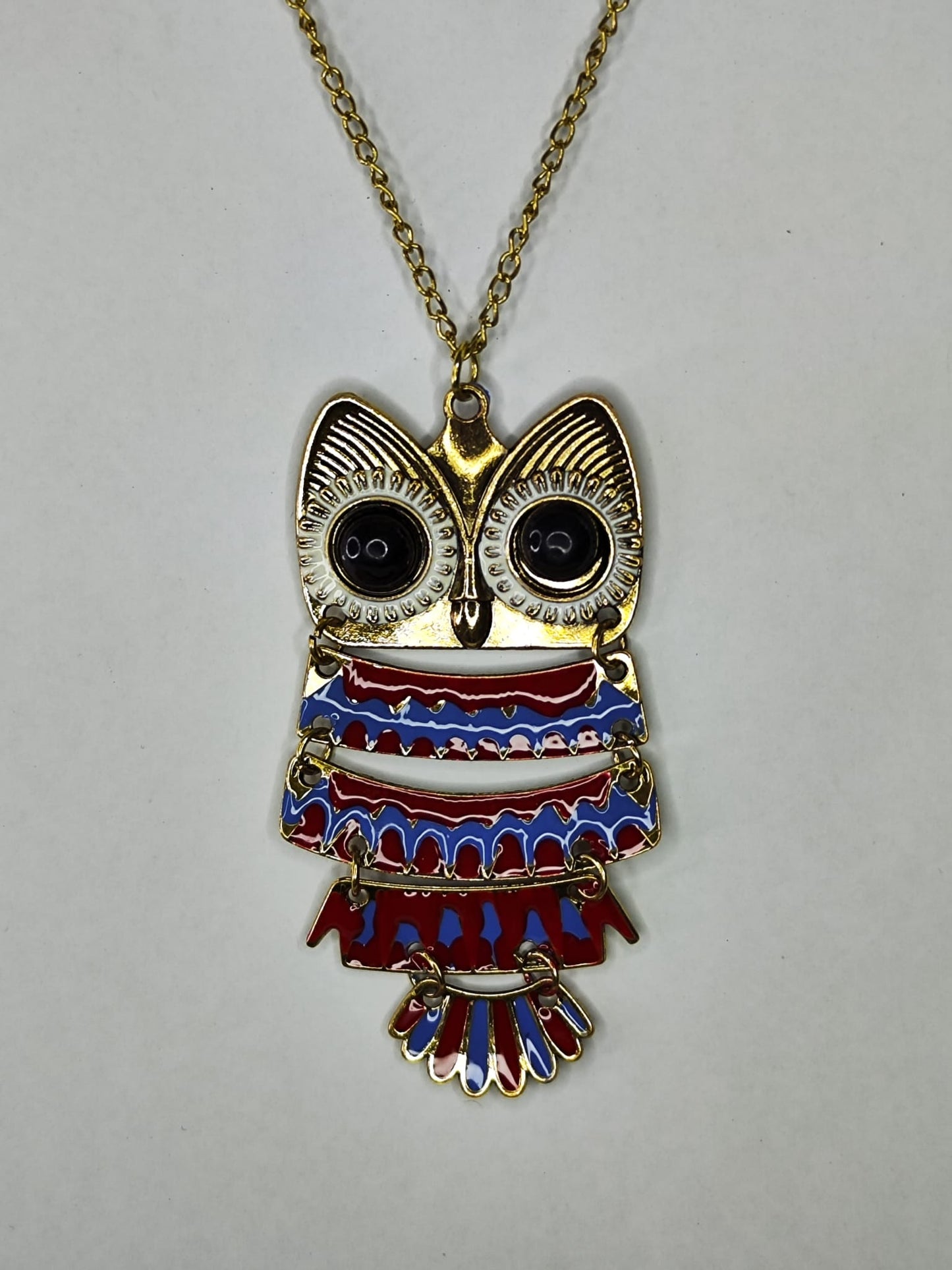 Collar Buho (dorado - azul - rojo)