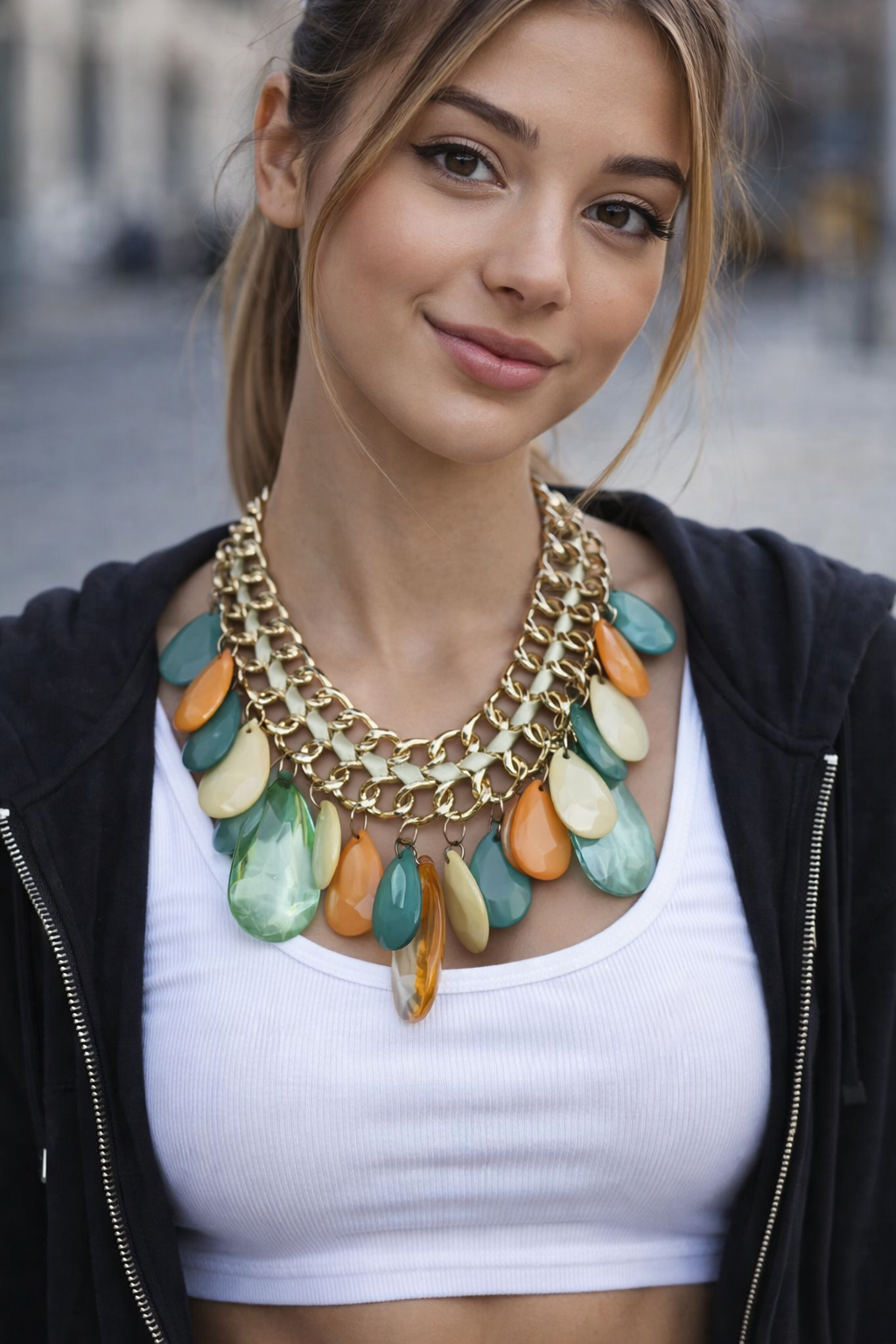 Collar Style verde y multicolor