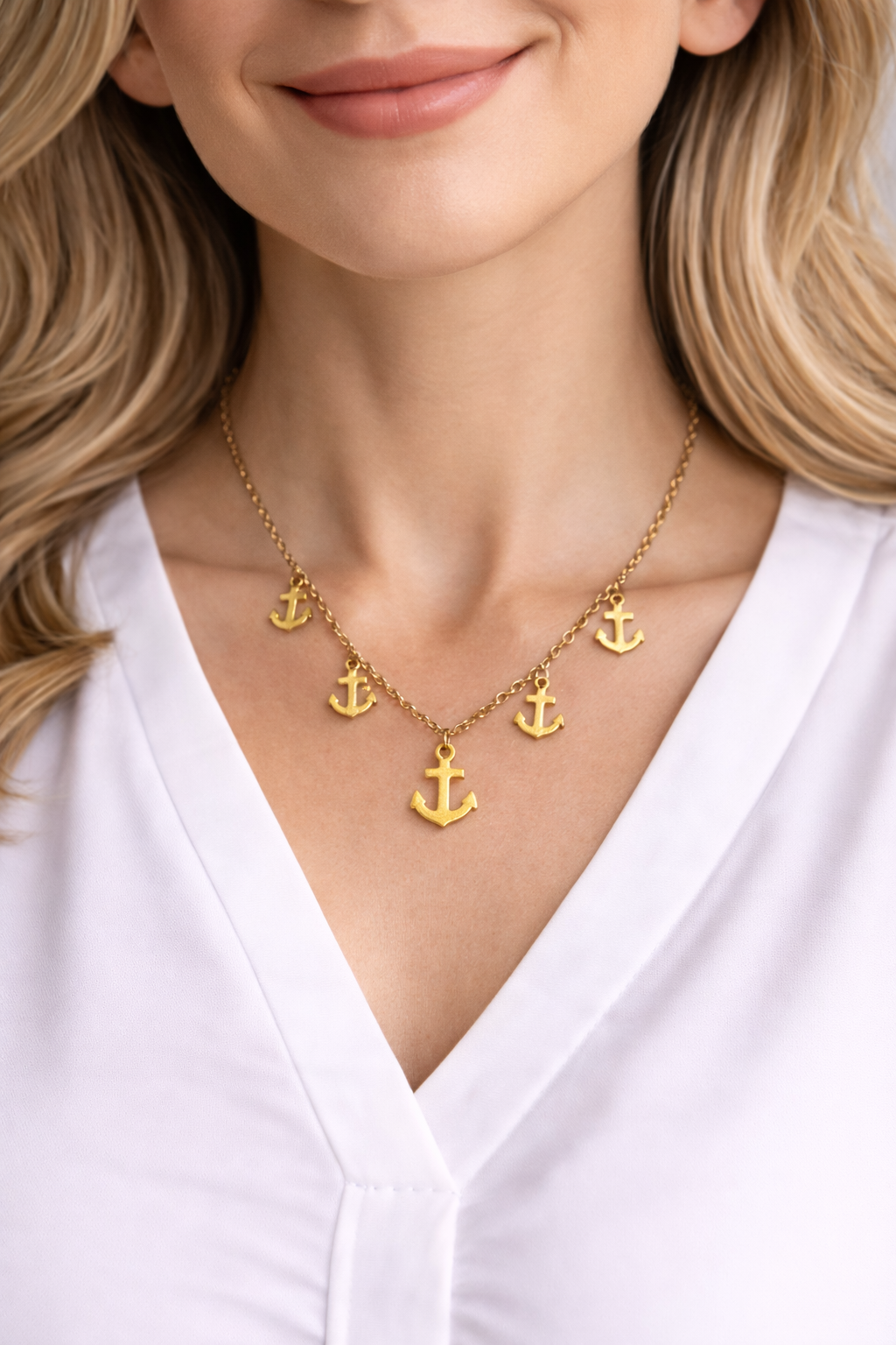 Collar de acero - Dorado anclas