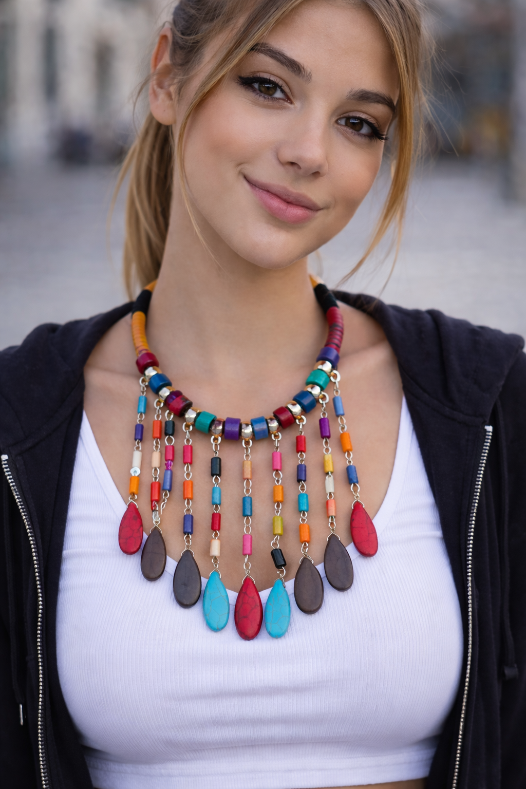 Mehrfarbige Bali-Halskette