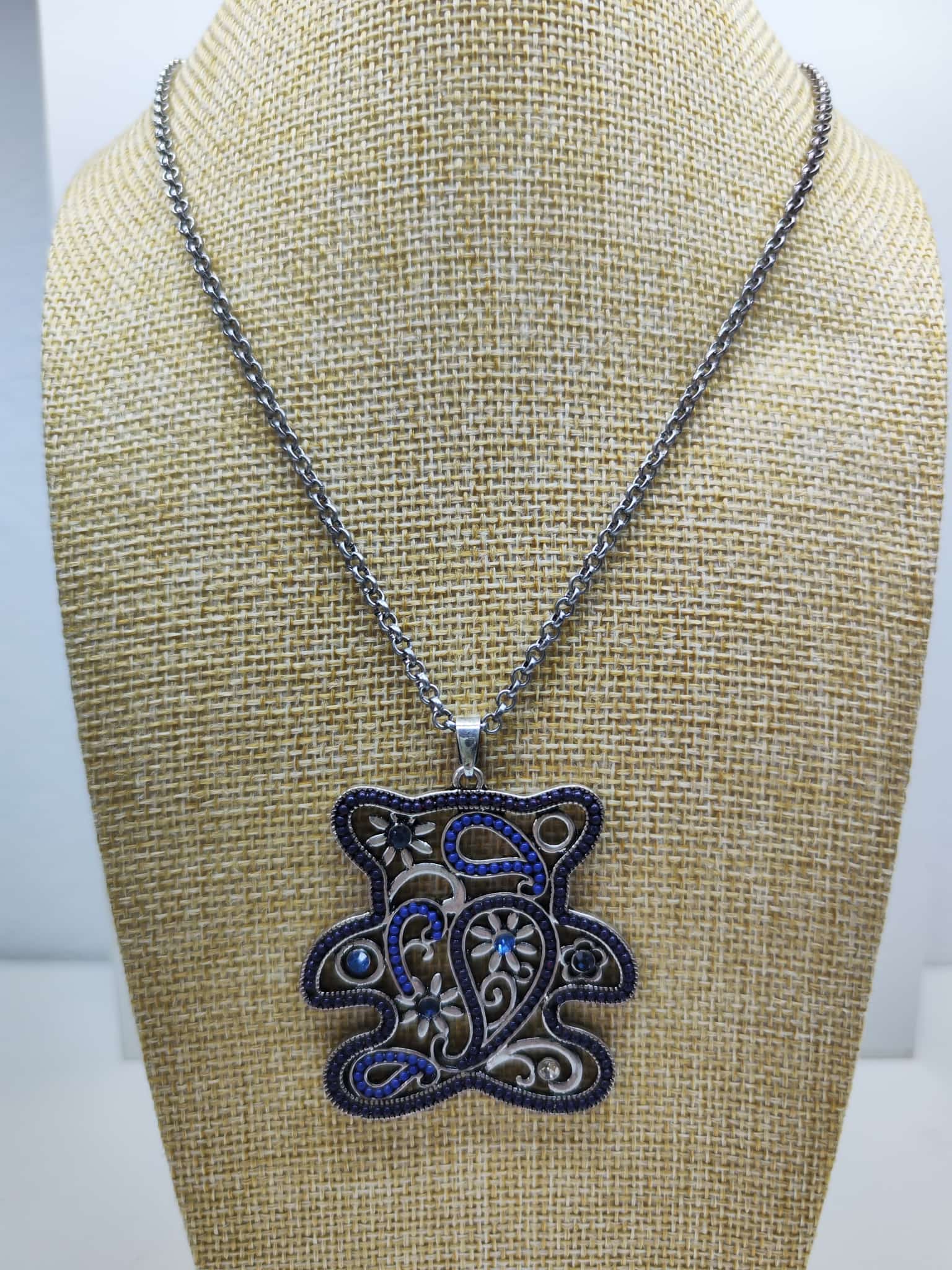 Collar con colgante - Oso estilo azul