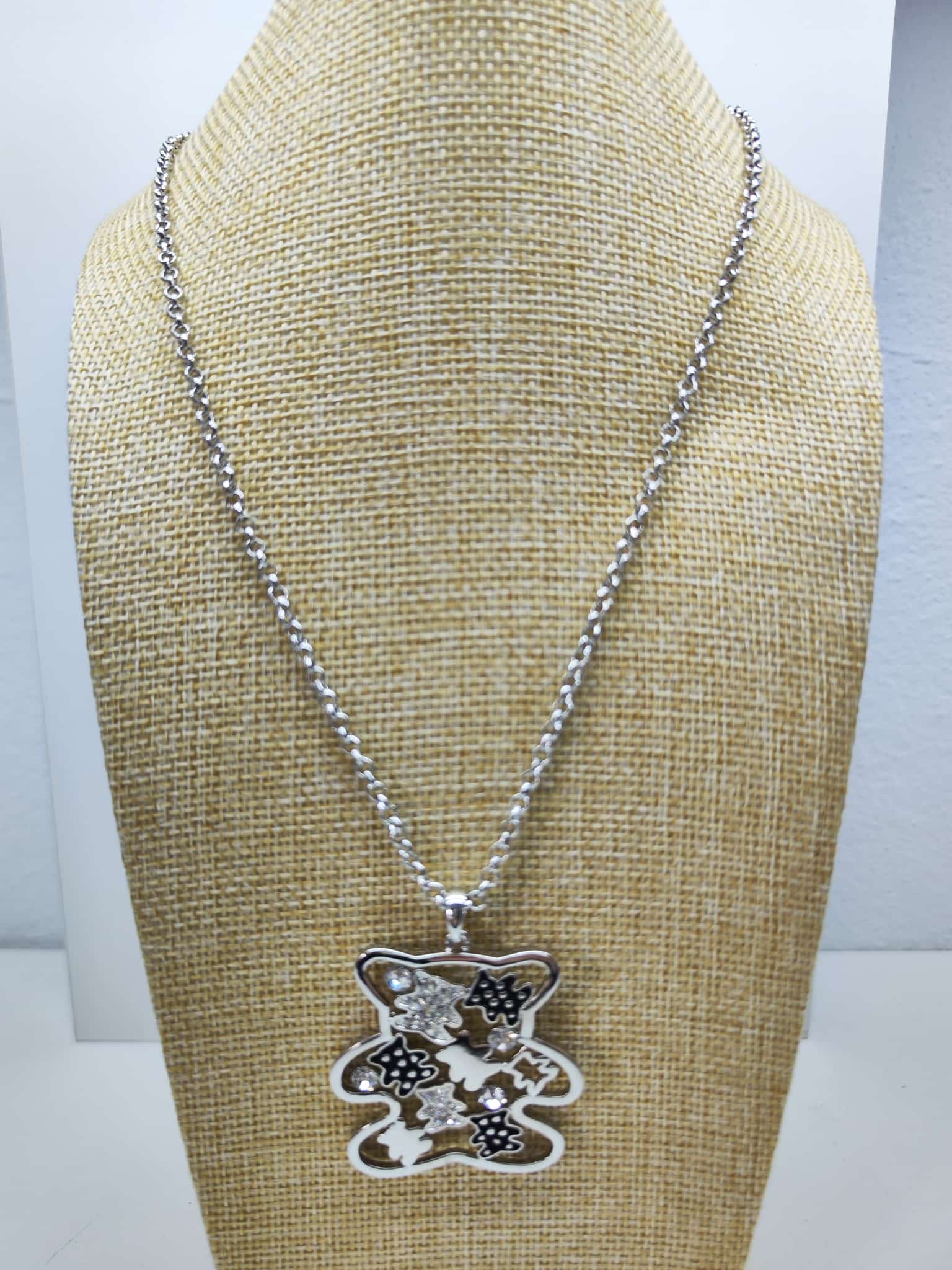 Collar con colgante - Oso plateado grande