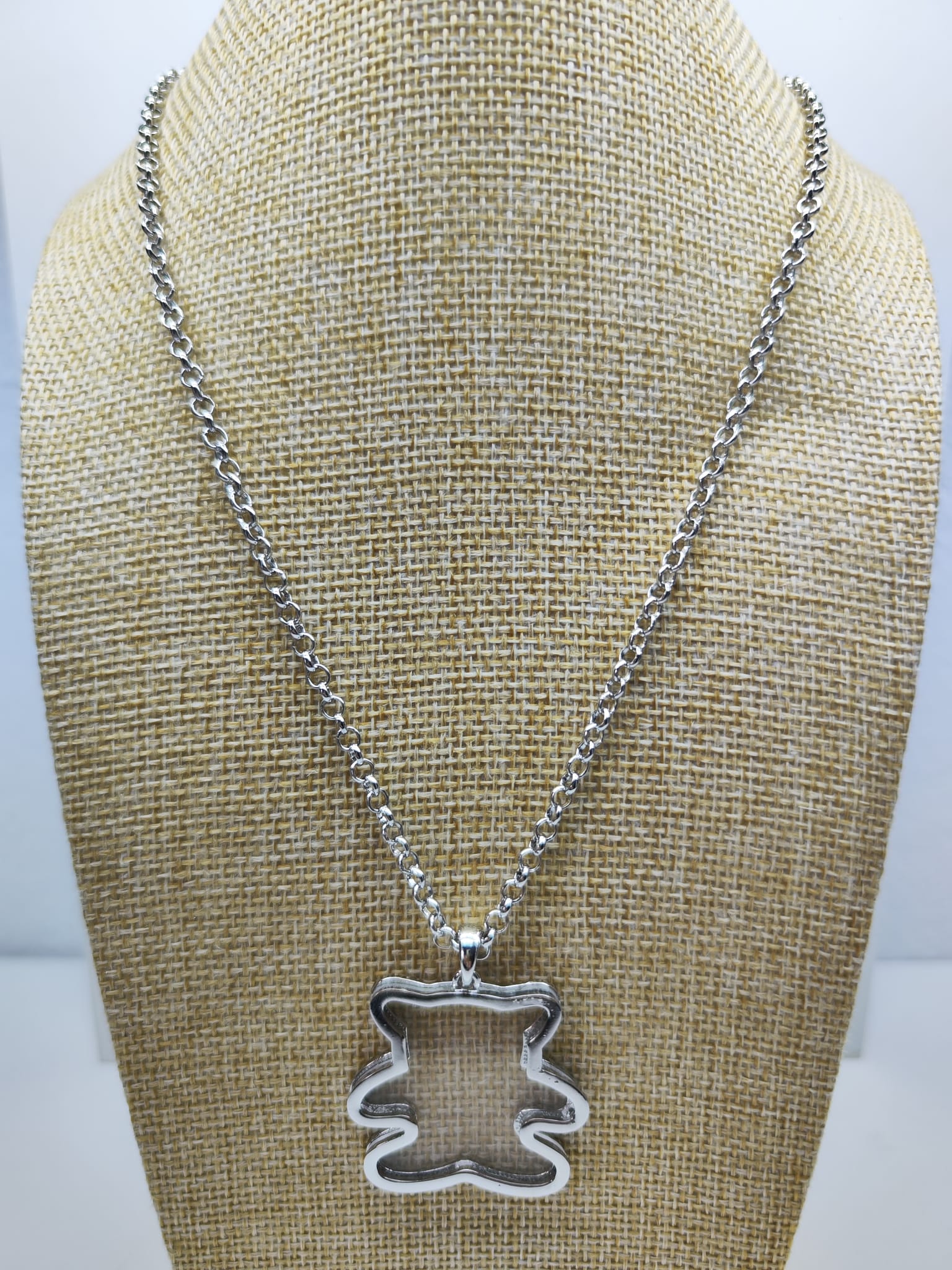 Collar con colgante de oso - plateado