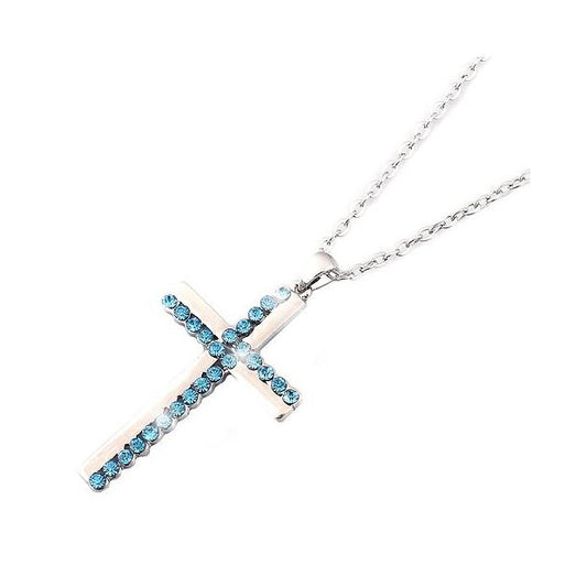 Cadena con colgante de cruz rodiada