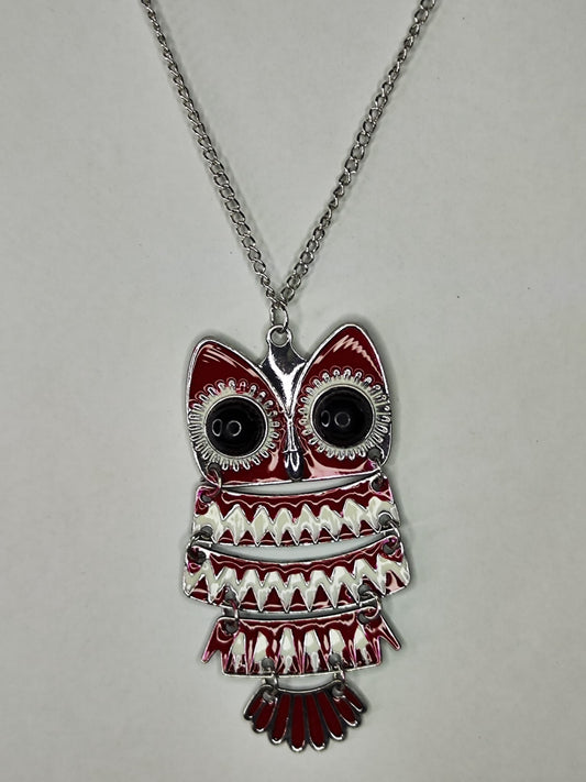 Collar Buho (rojo - plateado)