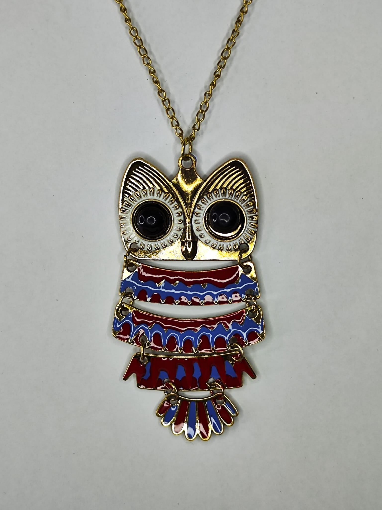 Collar Buho (dorado - azul - rojo)