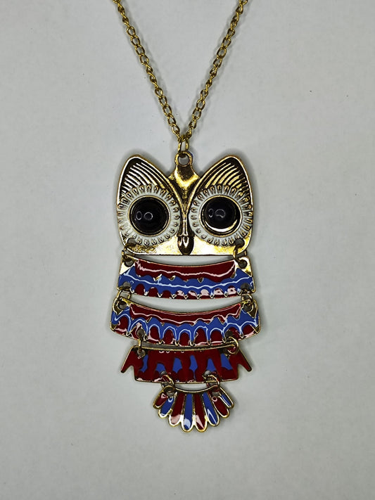 Collar Buho (dorado - azul - rojo)