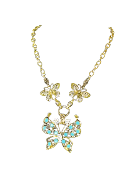 Collar mariposa azul