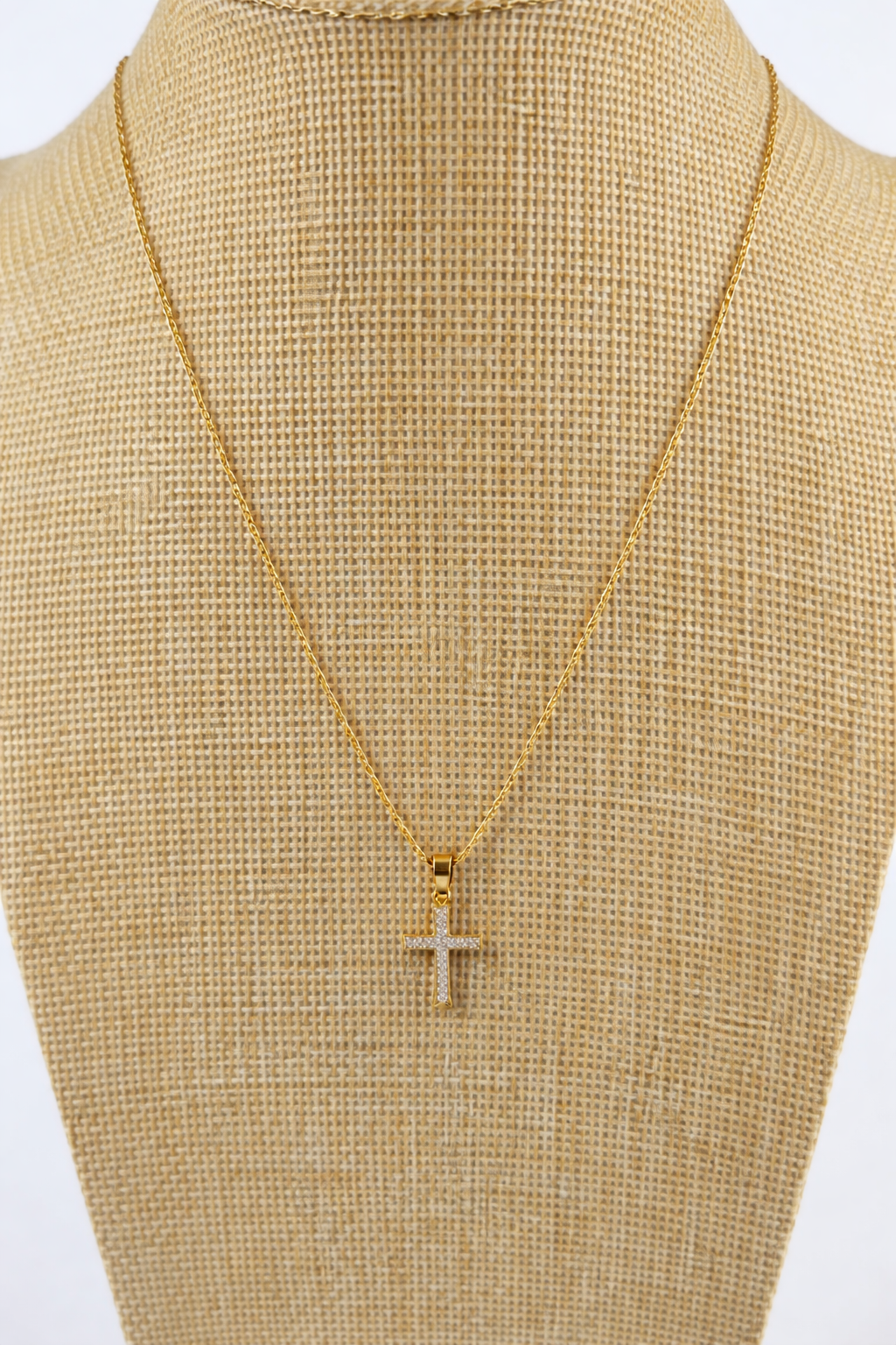 Collar de acero - Cruz con brillo