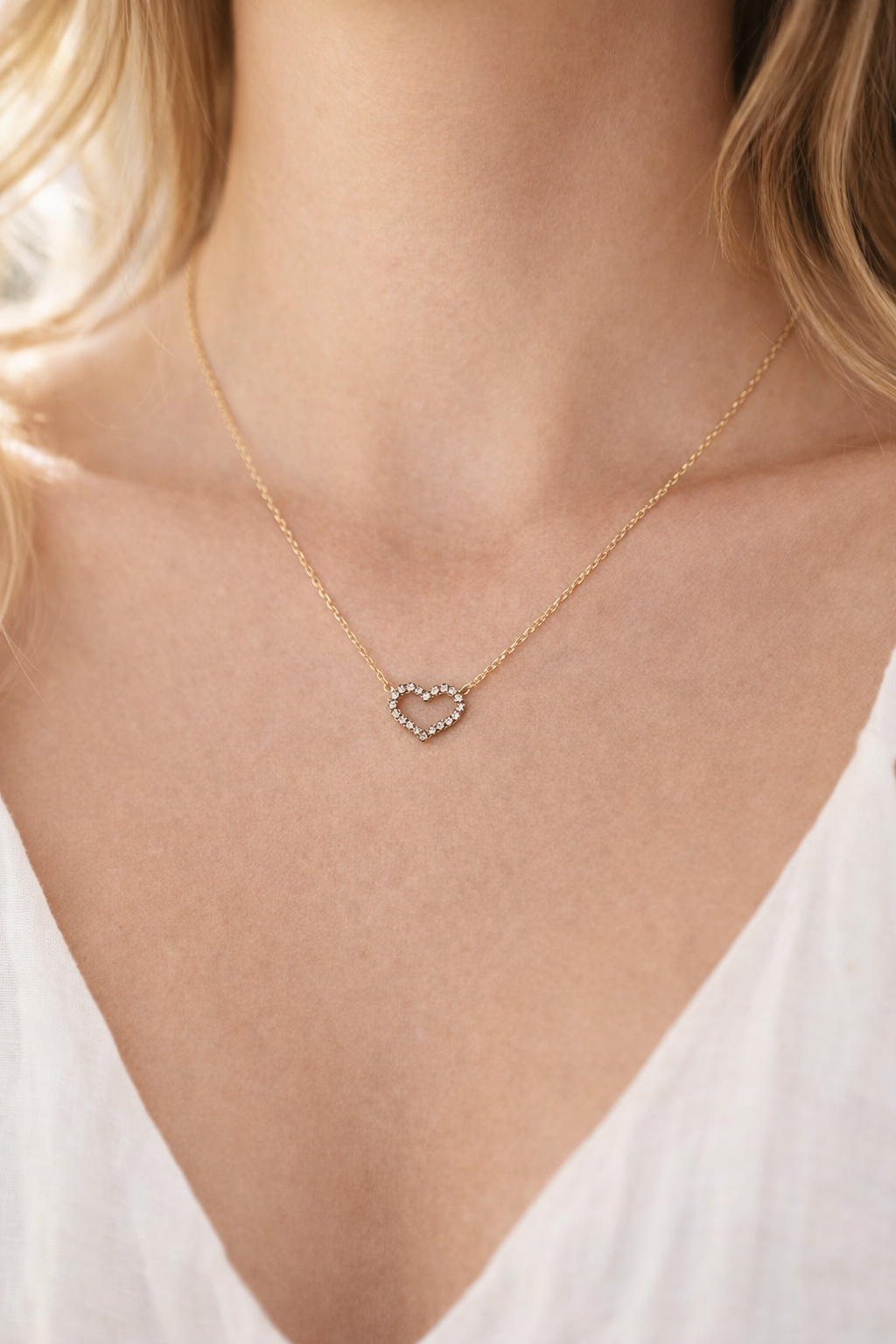 Collar de acero - Corazon brillo