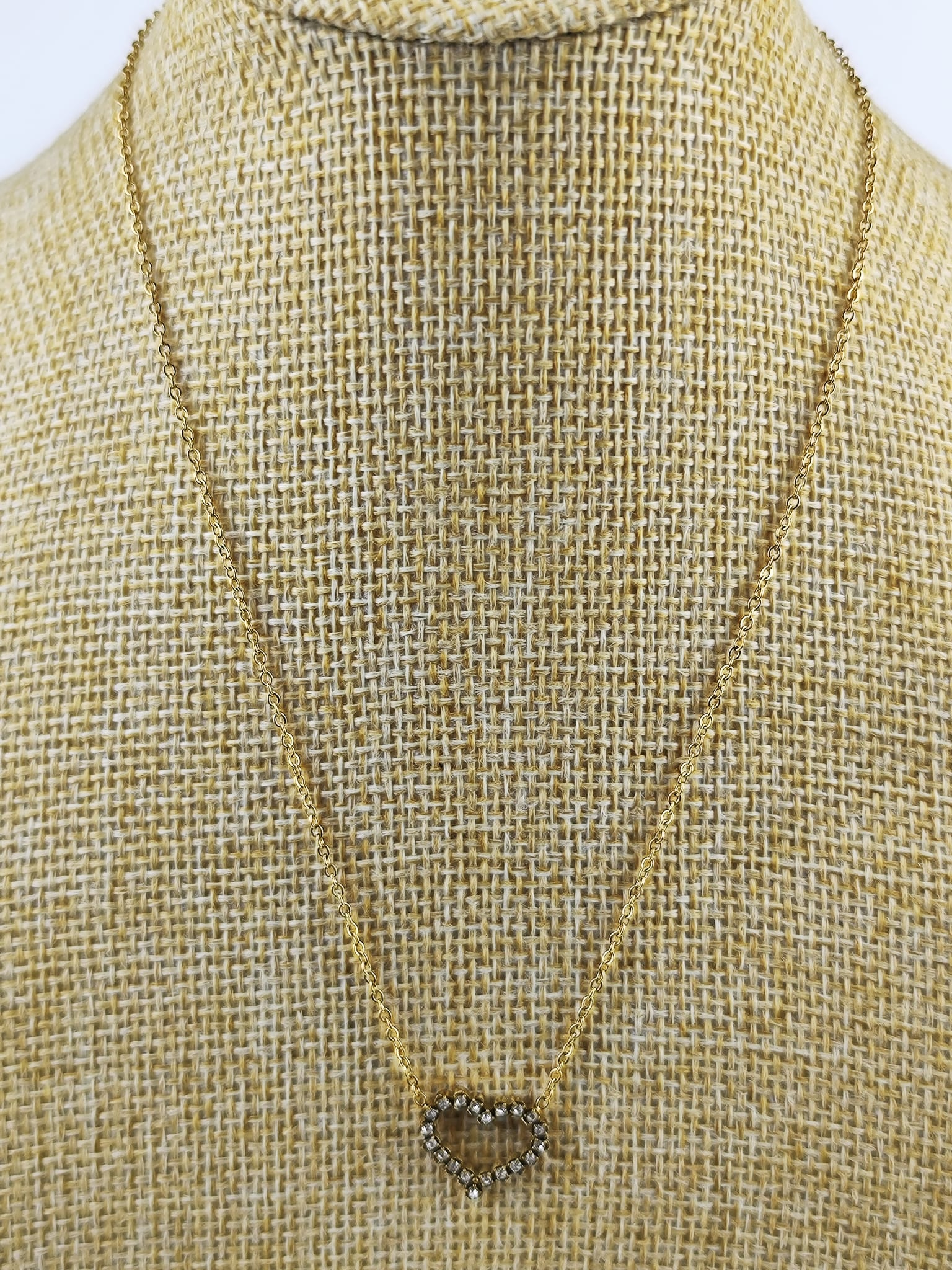 Collar de acero - Corazon brillo