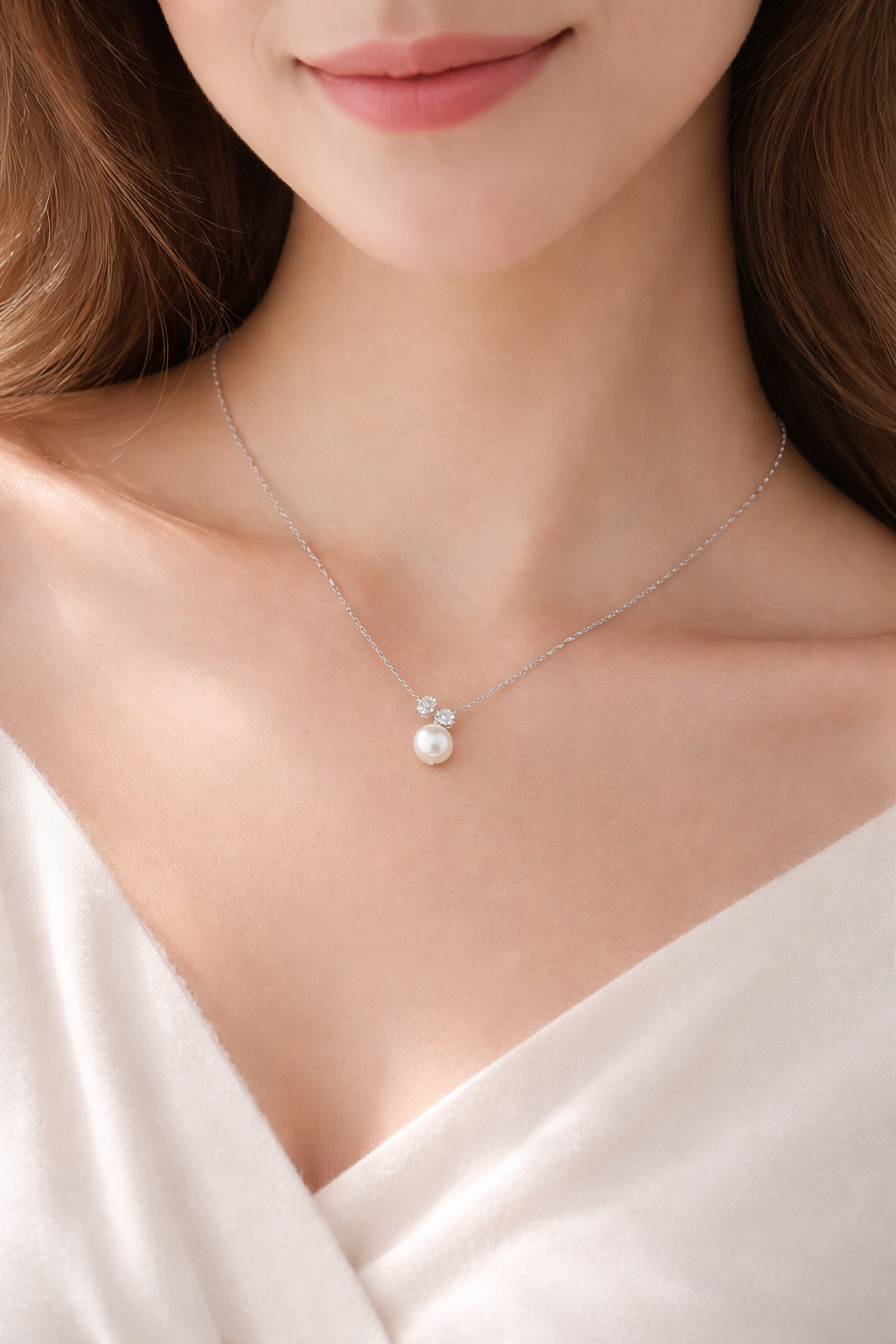 Halskette aus Stahl – versilbert mit feiner Perle