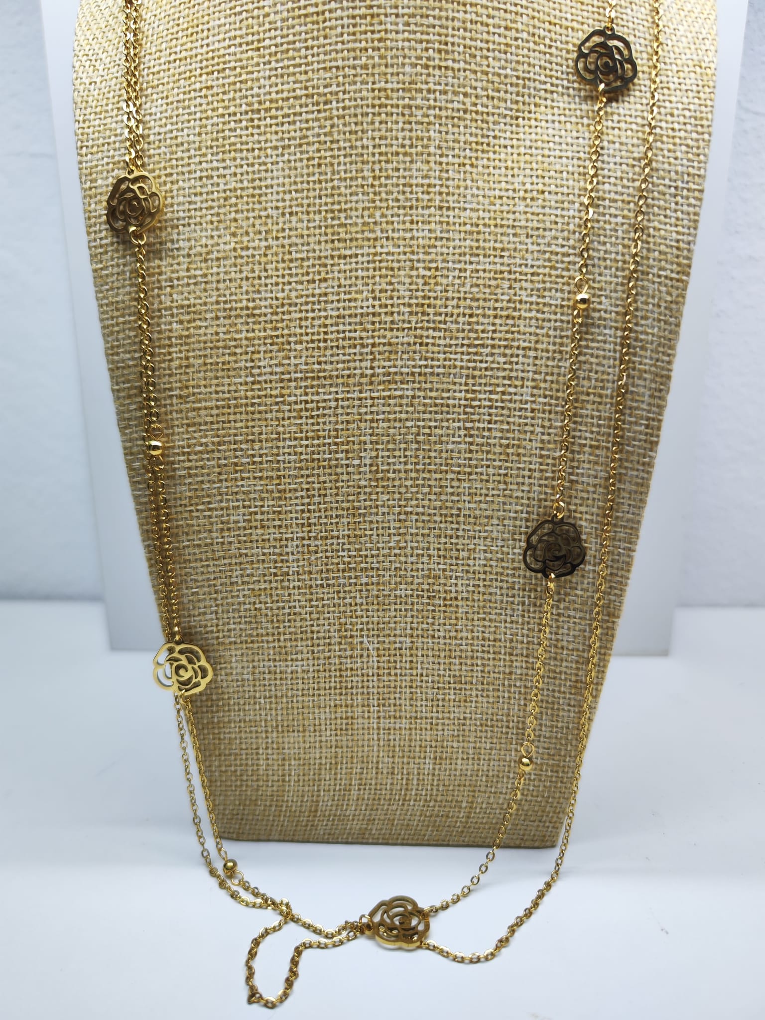 Collar de acero largas - Flores