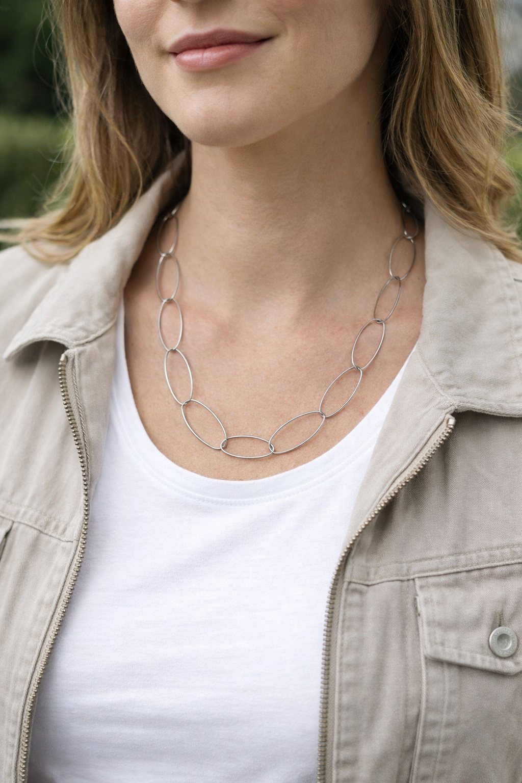 Collar de acero - Cadena plateado