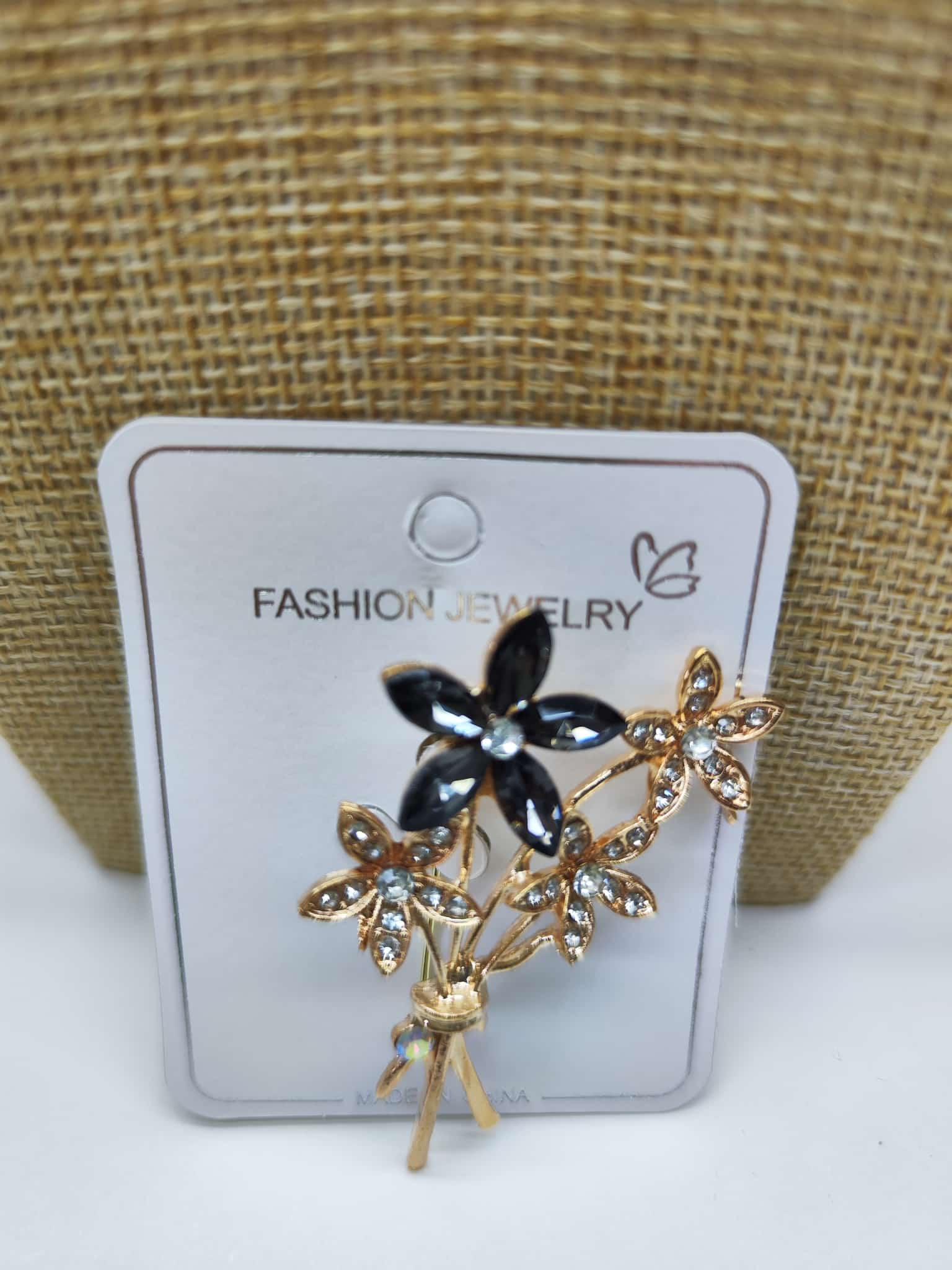 Broche - Flores negro