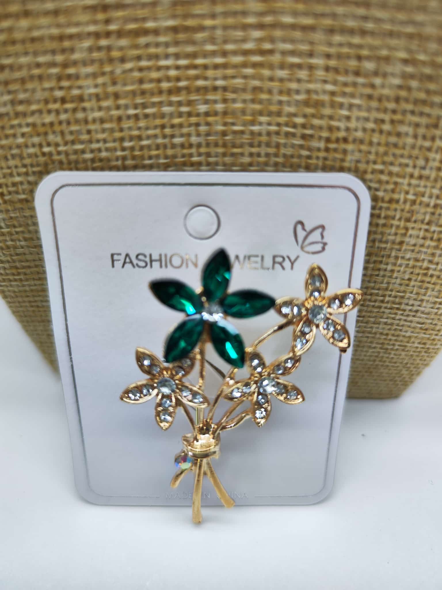 Broche - Flores verde