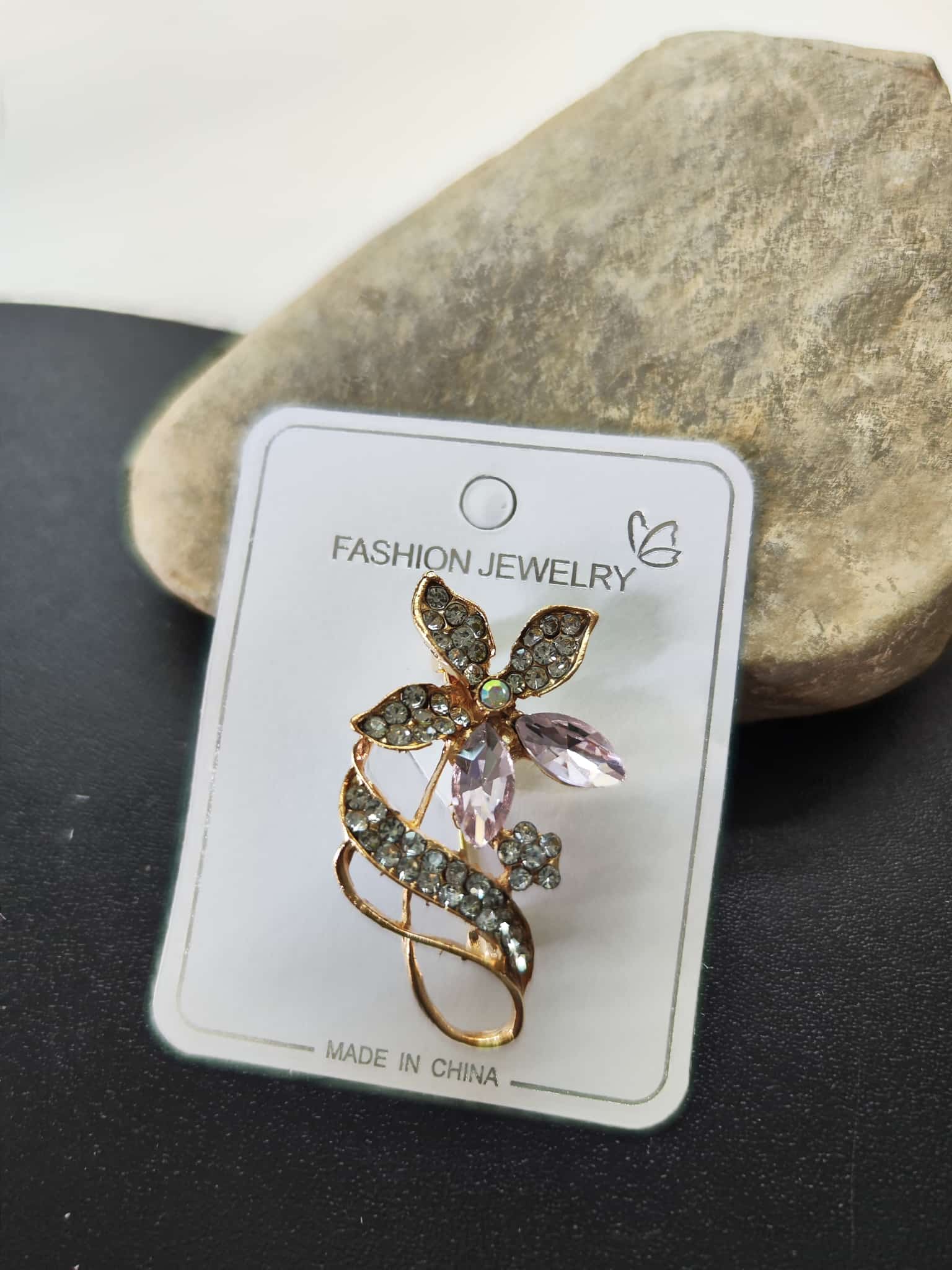 Broche - Flor grande transparente