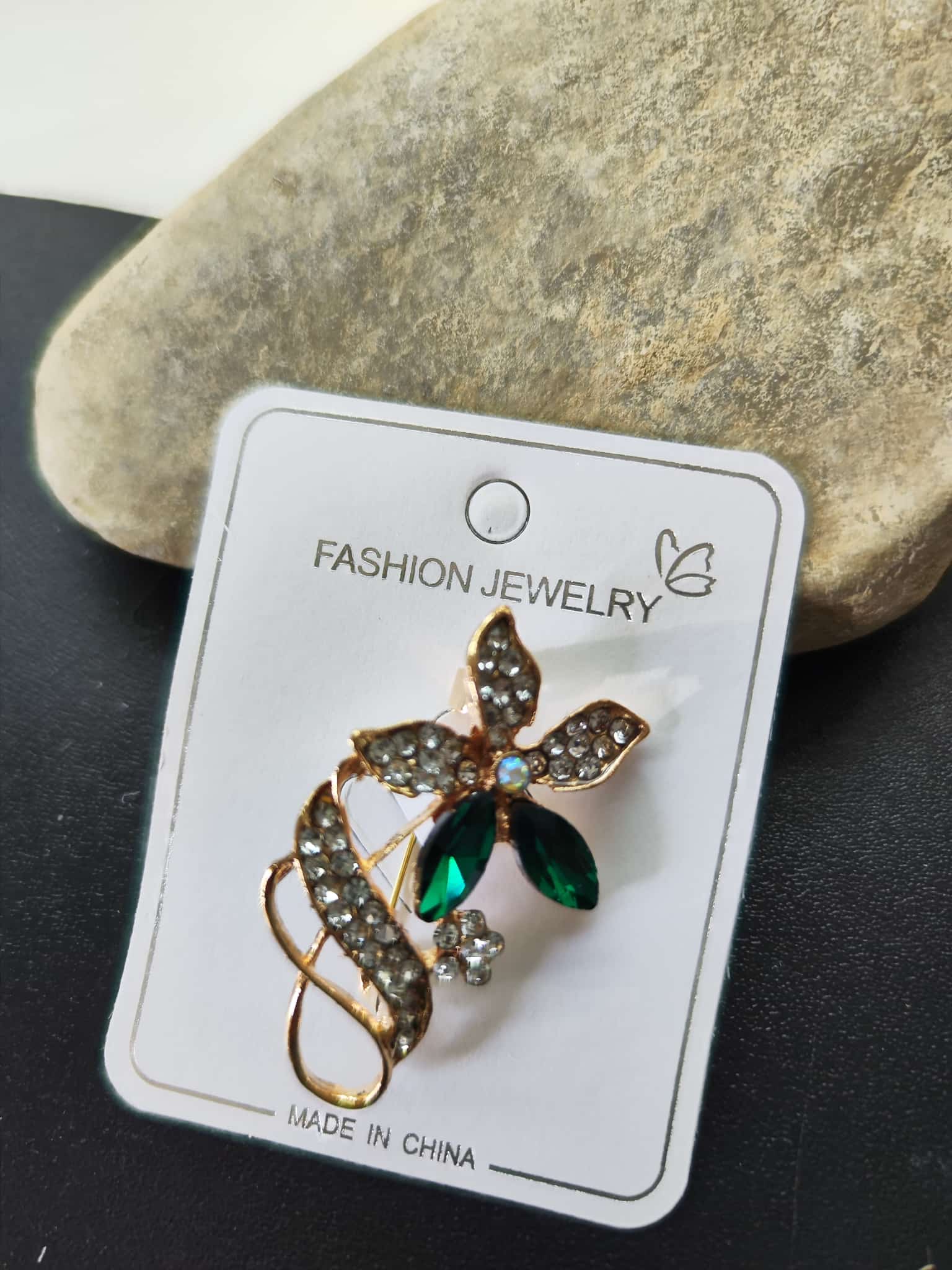 Broche - Flor grande verde