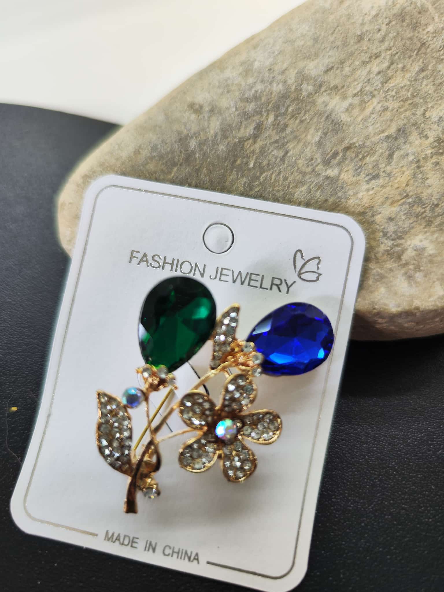 Broche - Big Flower azul & verde