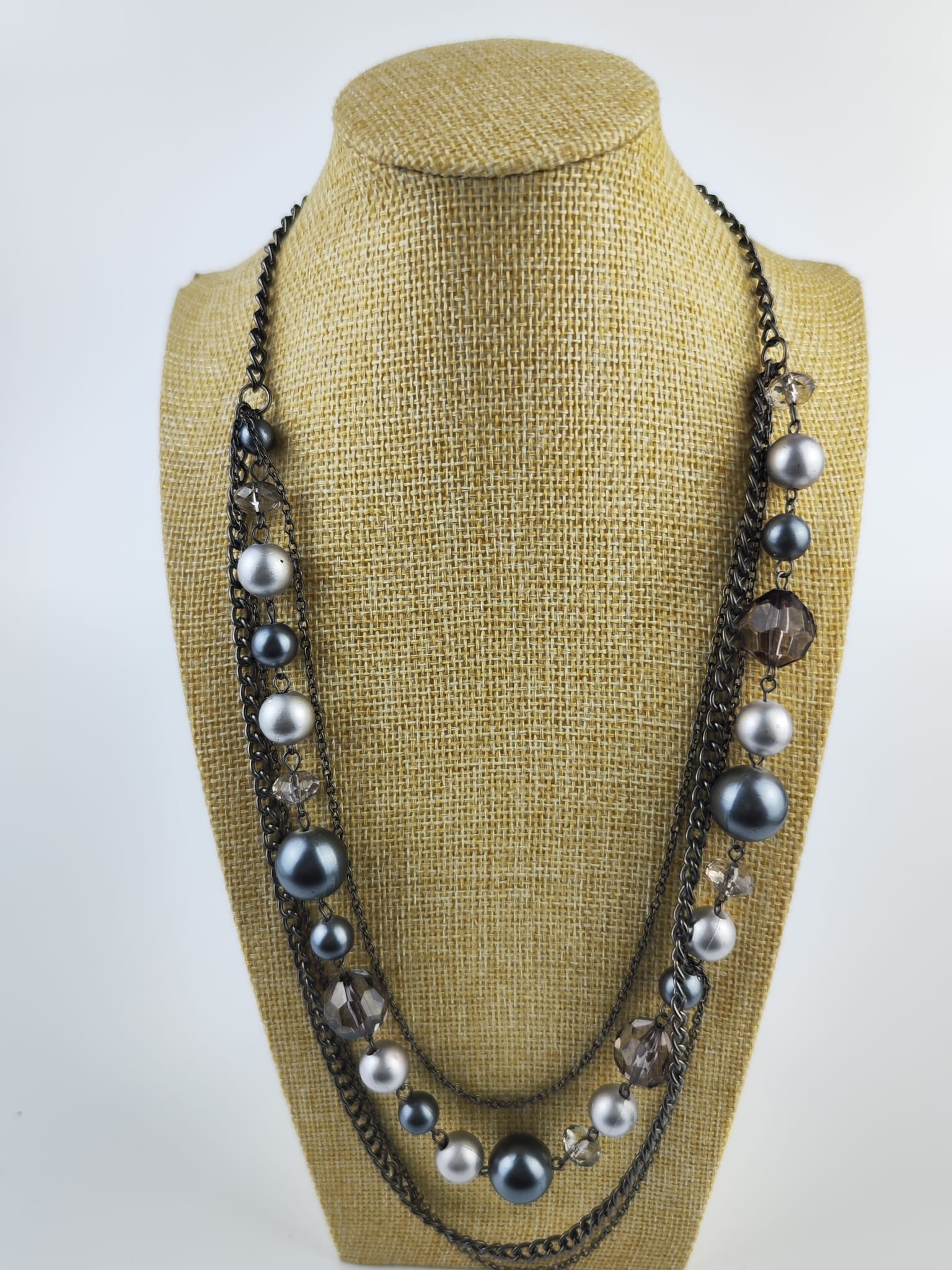 Lange Halskette – versilbertes Ensemble