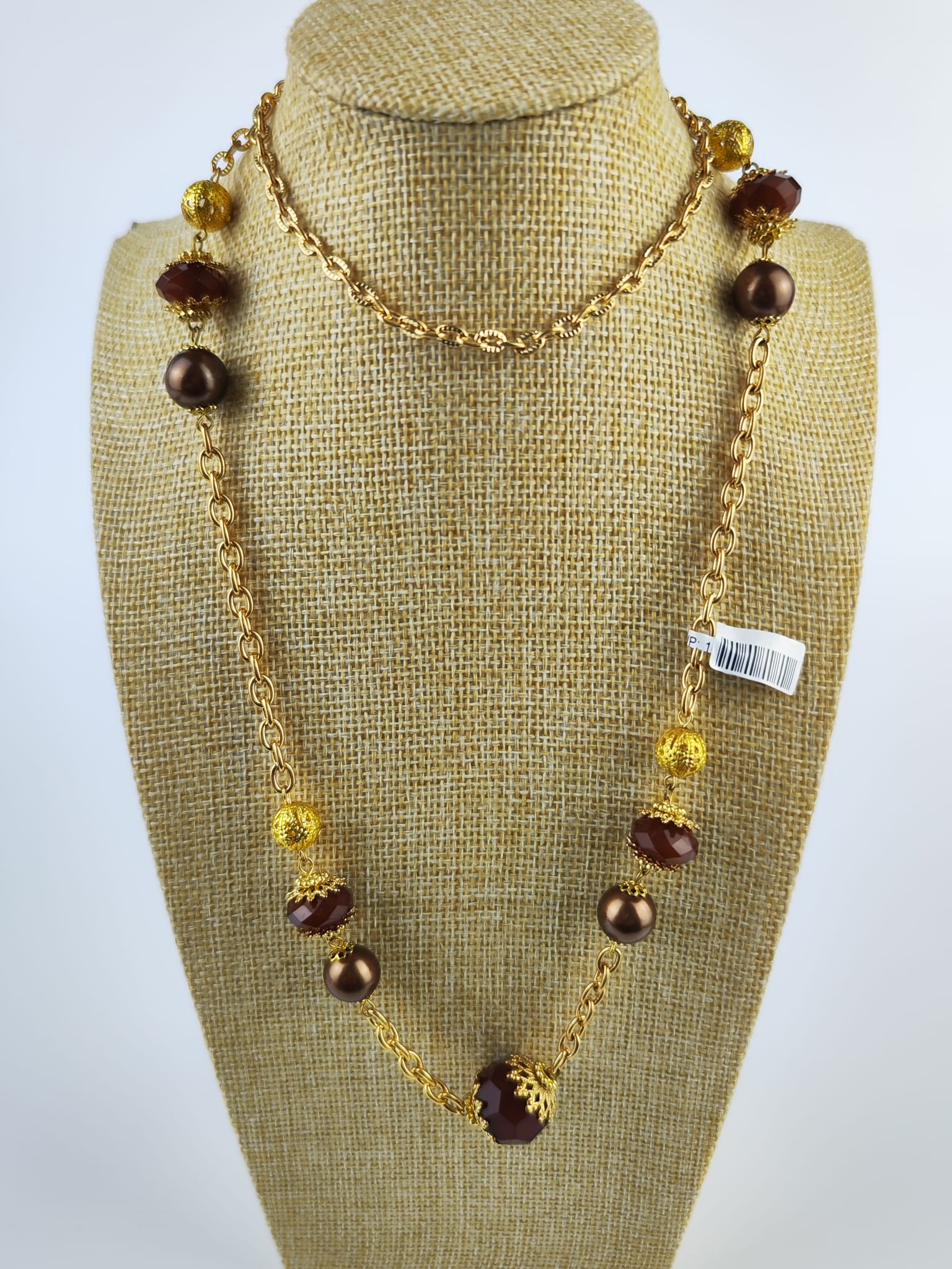 Lange Halskette – Gold mit Perlen