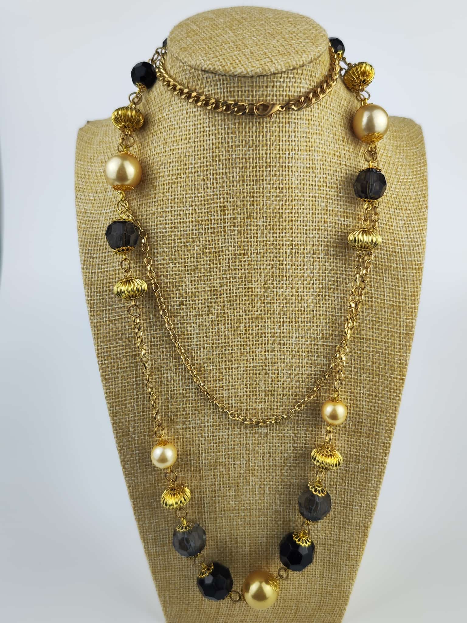 Lange Halskette – Gold &amp; Schwarz