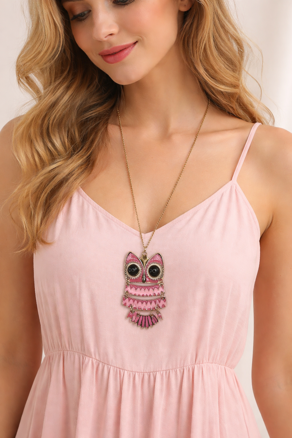 Collar larga - Bisuteria Bujo rosa