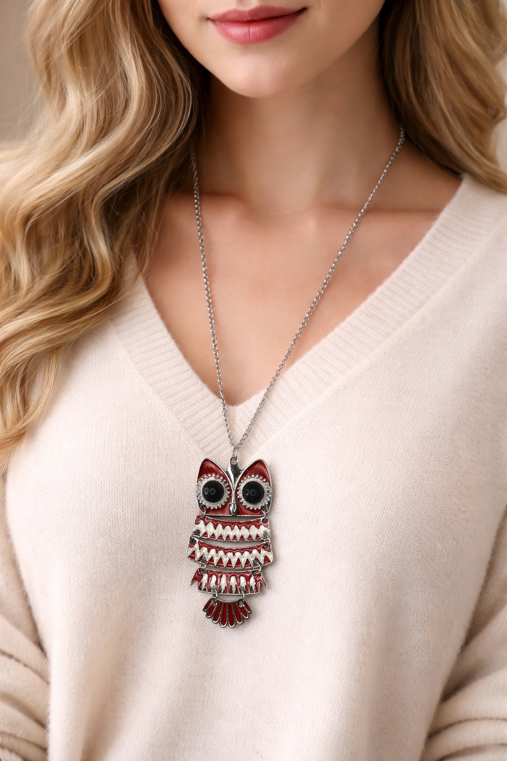 Collar larga - Bisuteria Buho rojo