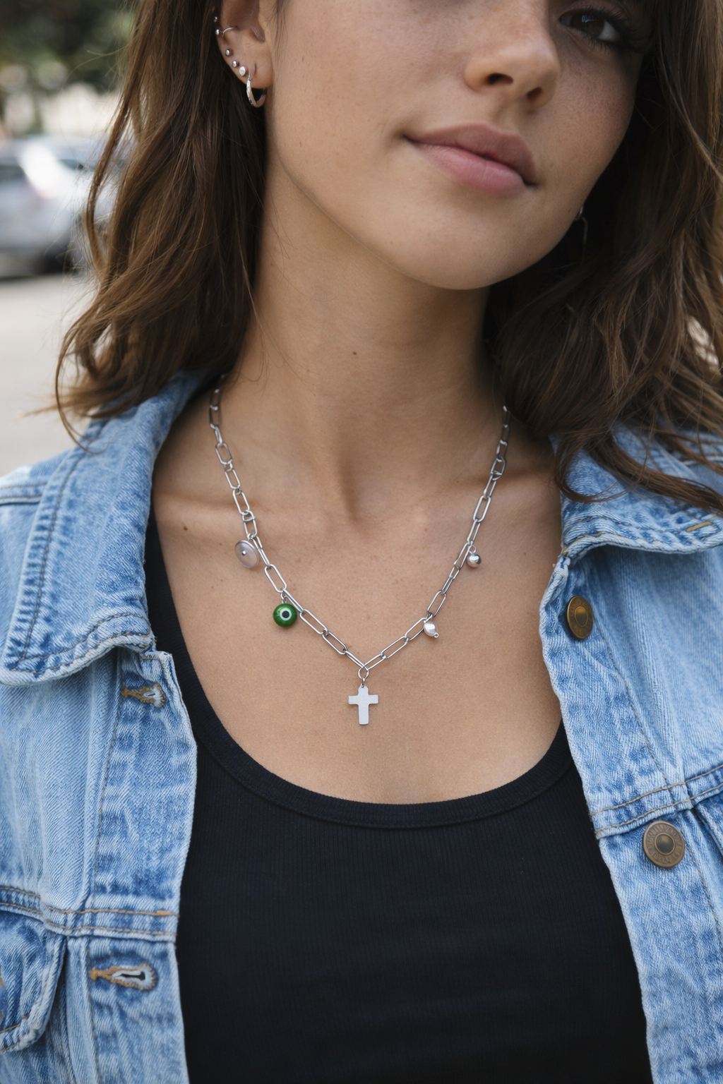 Collar acero con cruz