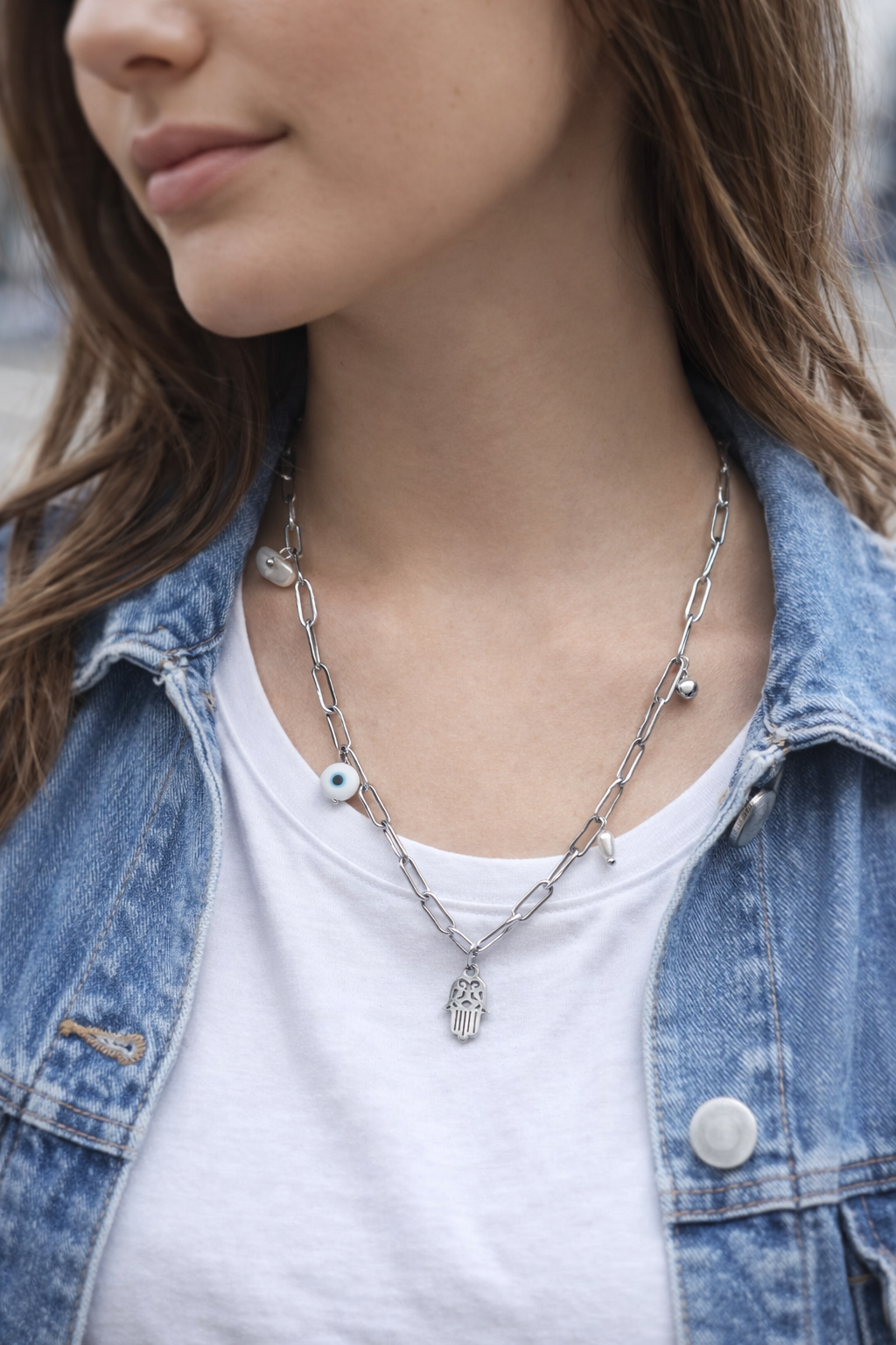 Collar acero mano de Fátima