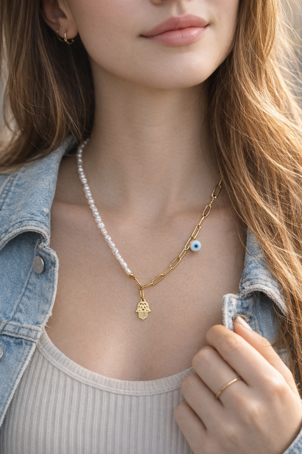 Collar acero mano de Fatima