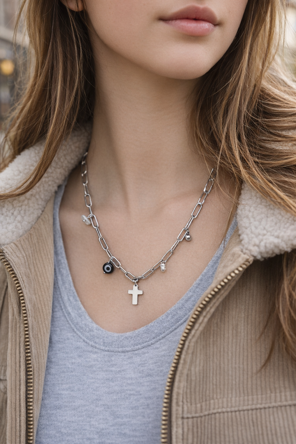 Collar acero con cruz