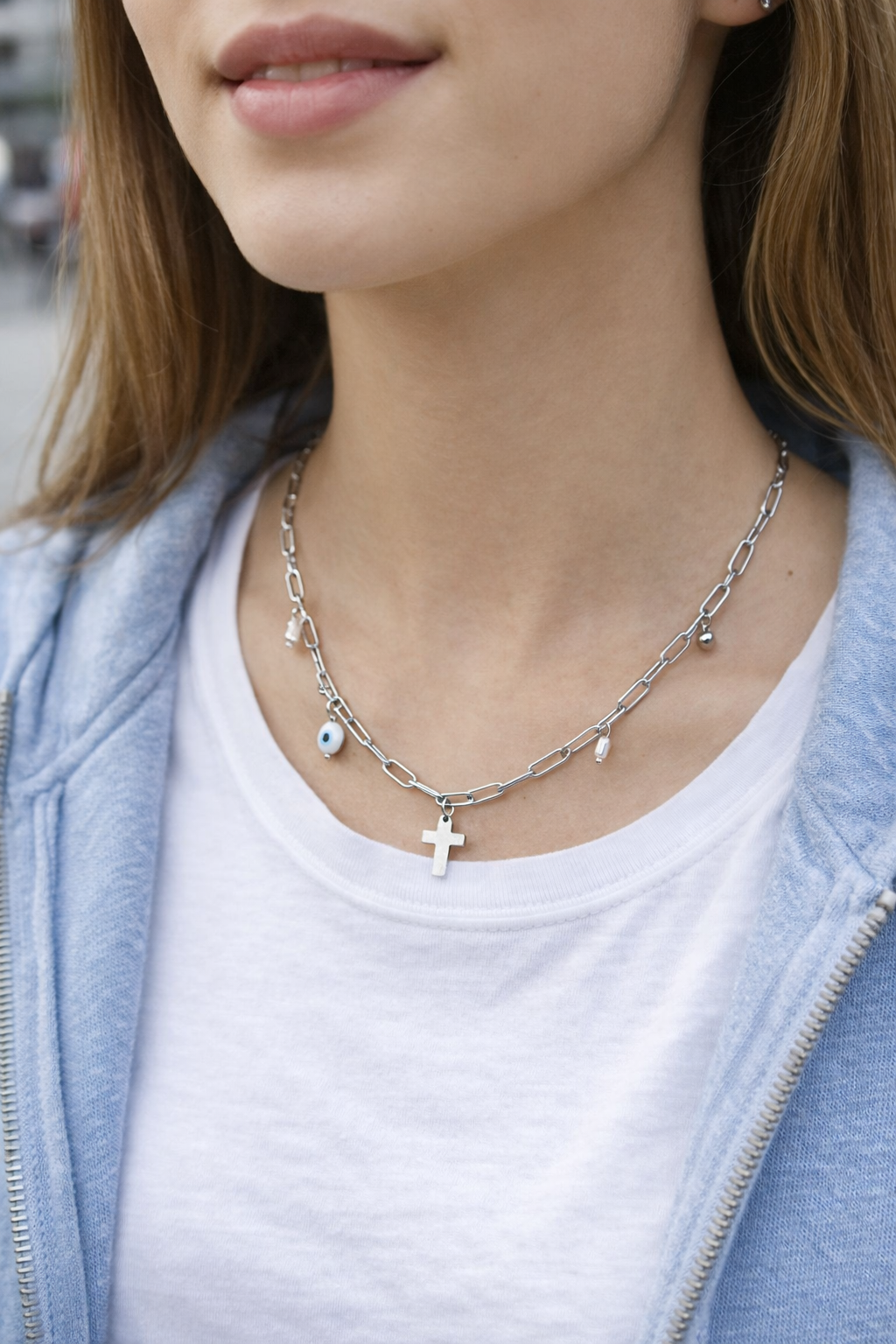 Collar acero con cruz