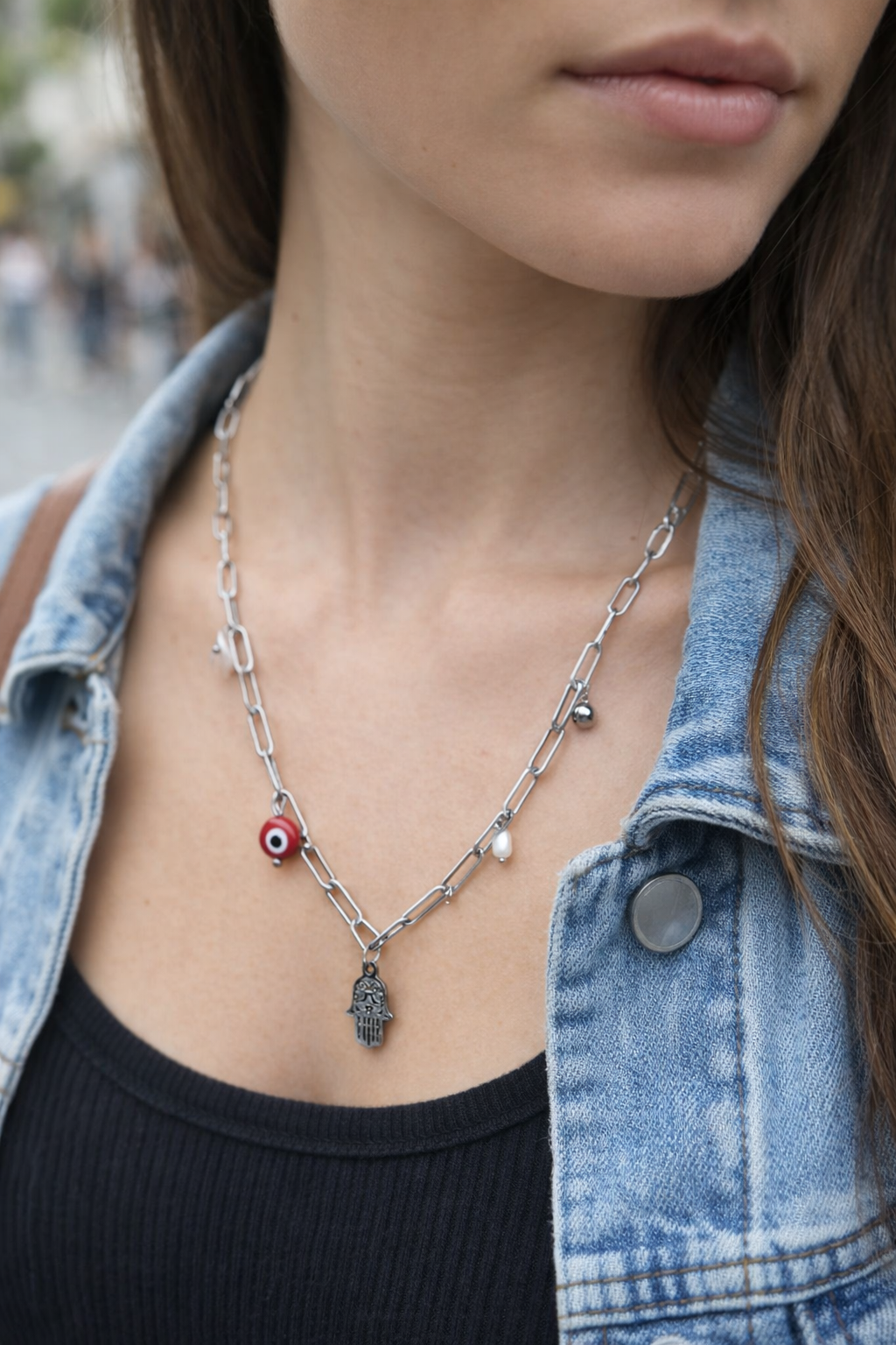 Collar acero mano de Fatima