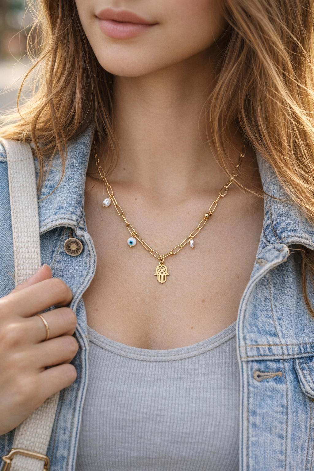 Collar acero mano de Fatima