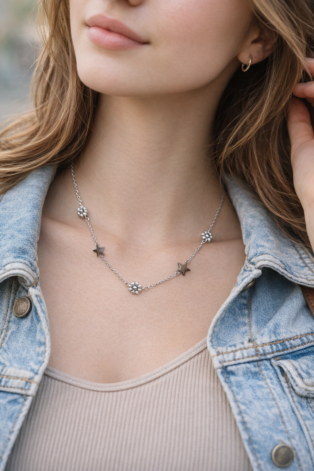 Collar acero - Flower