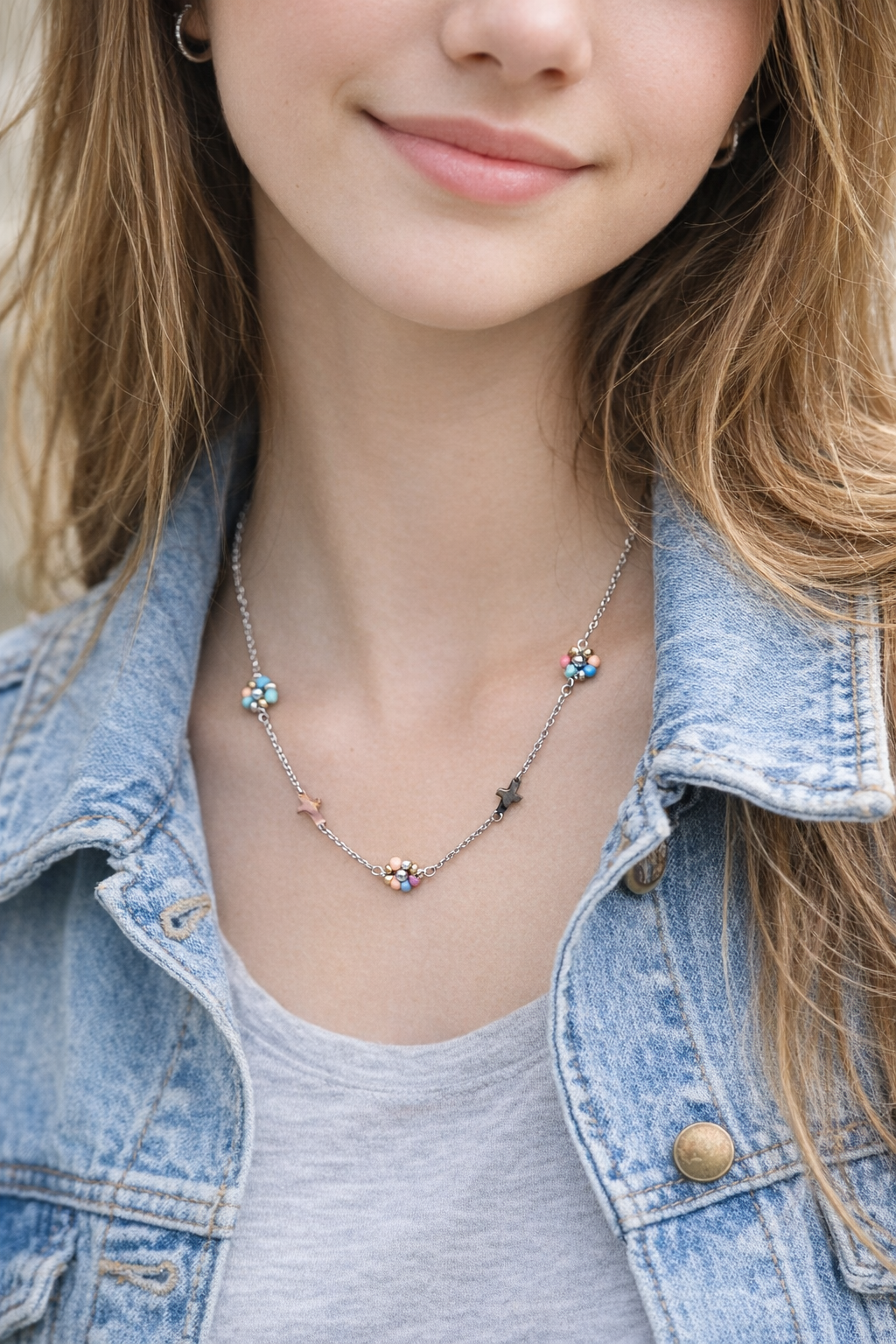 Collar acero - Flower