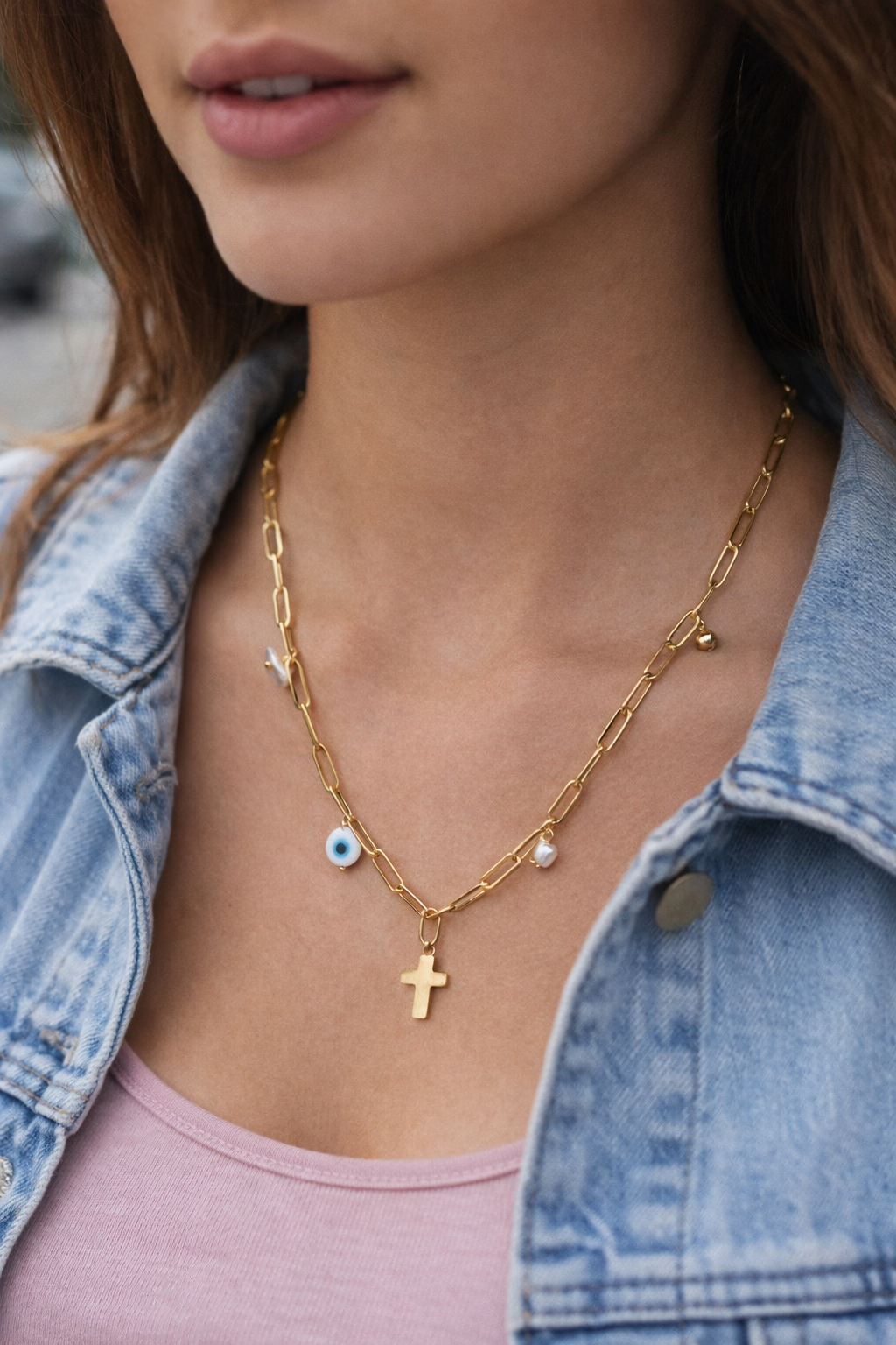 Collar acero con cruz