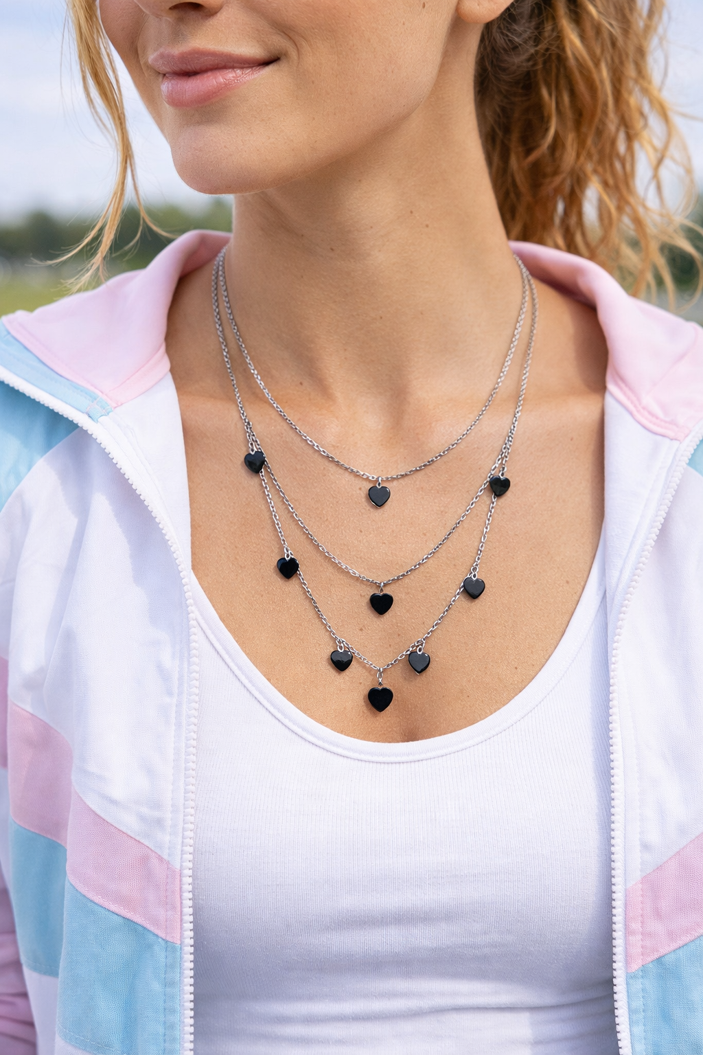 Collar de acero - Triple corazones