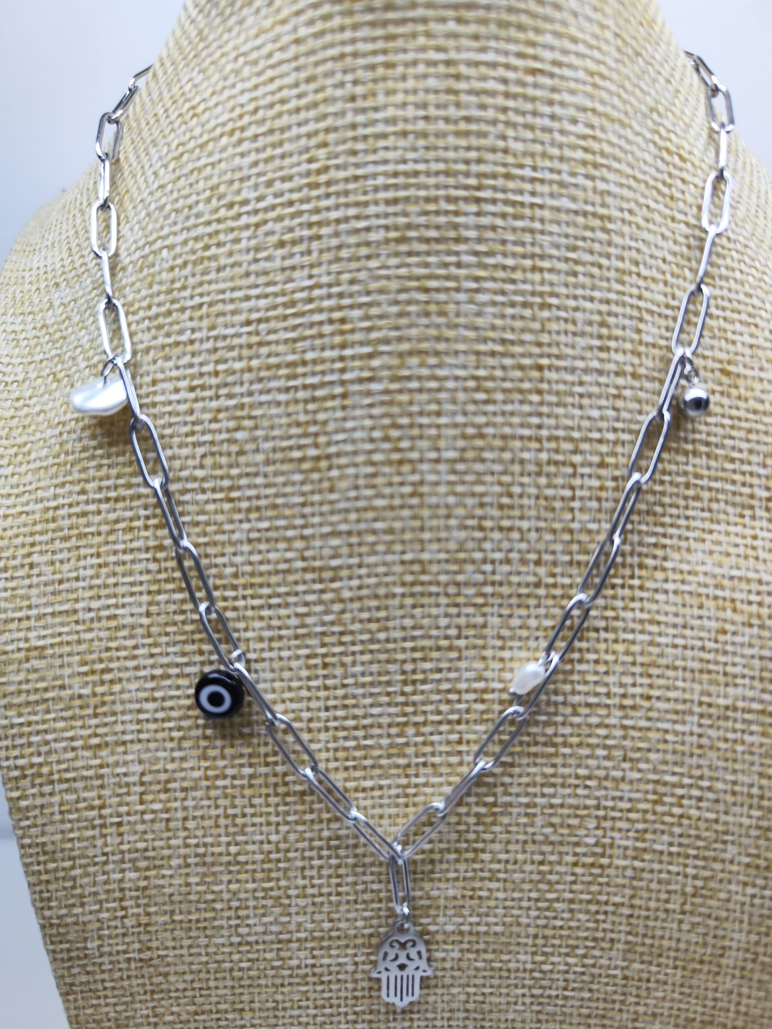 Fatimas Hand Stahlhalskette