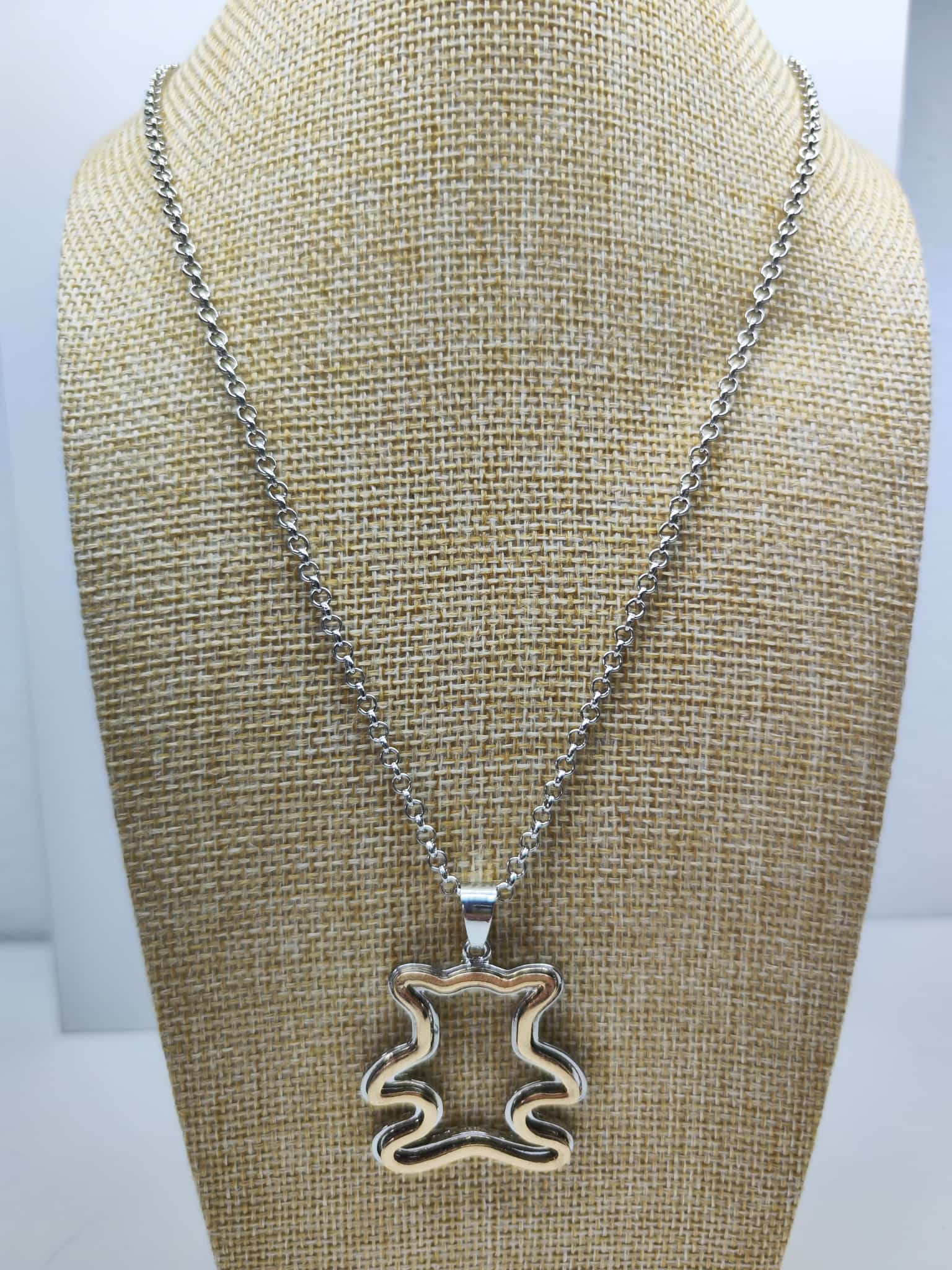 Collar con colgante - oso dorado/plateado