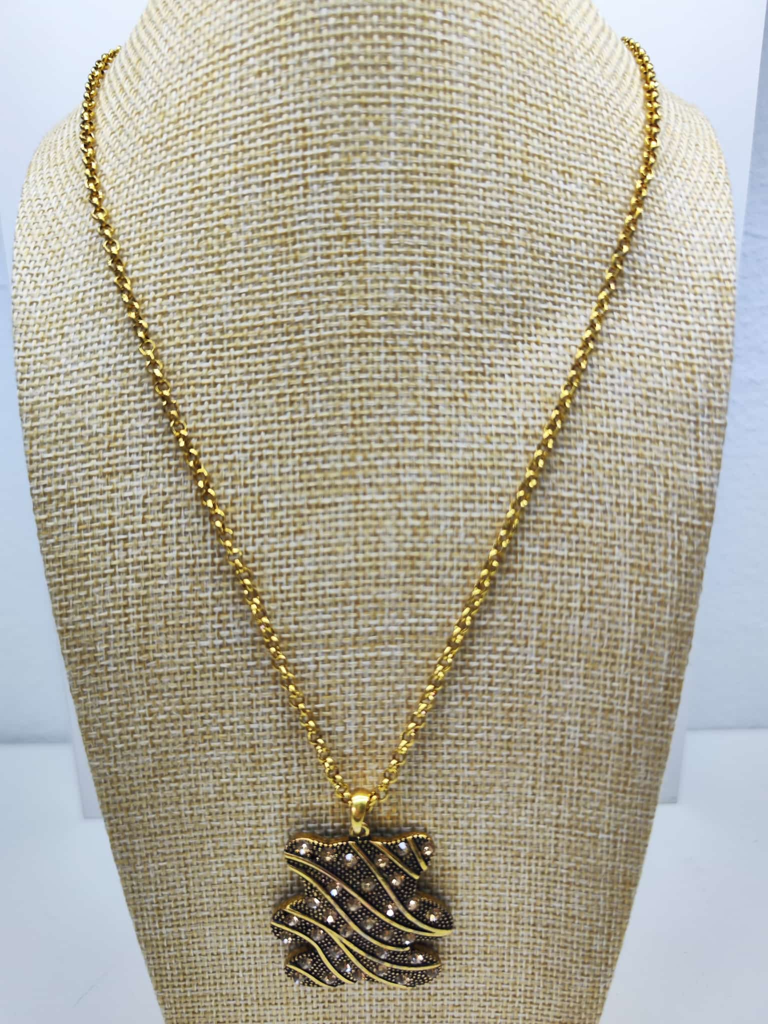 Collar con colgante - Oso dorado negro