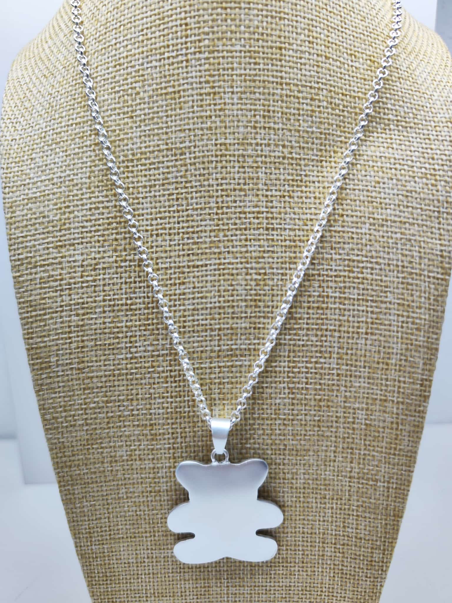 Collar con colgante - Oso grande plateado