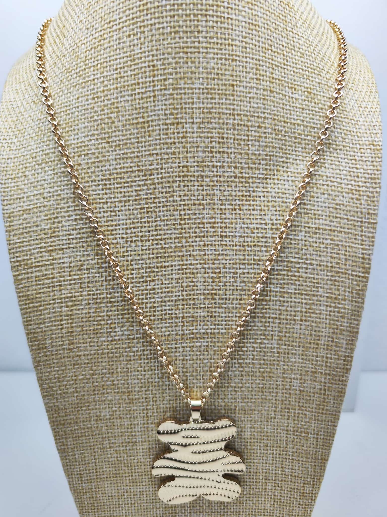 Collar con colgante - Oso olas dorado