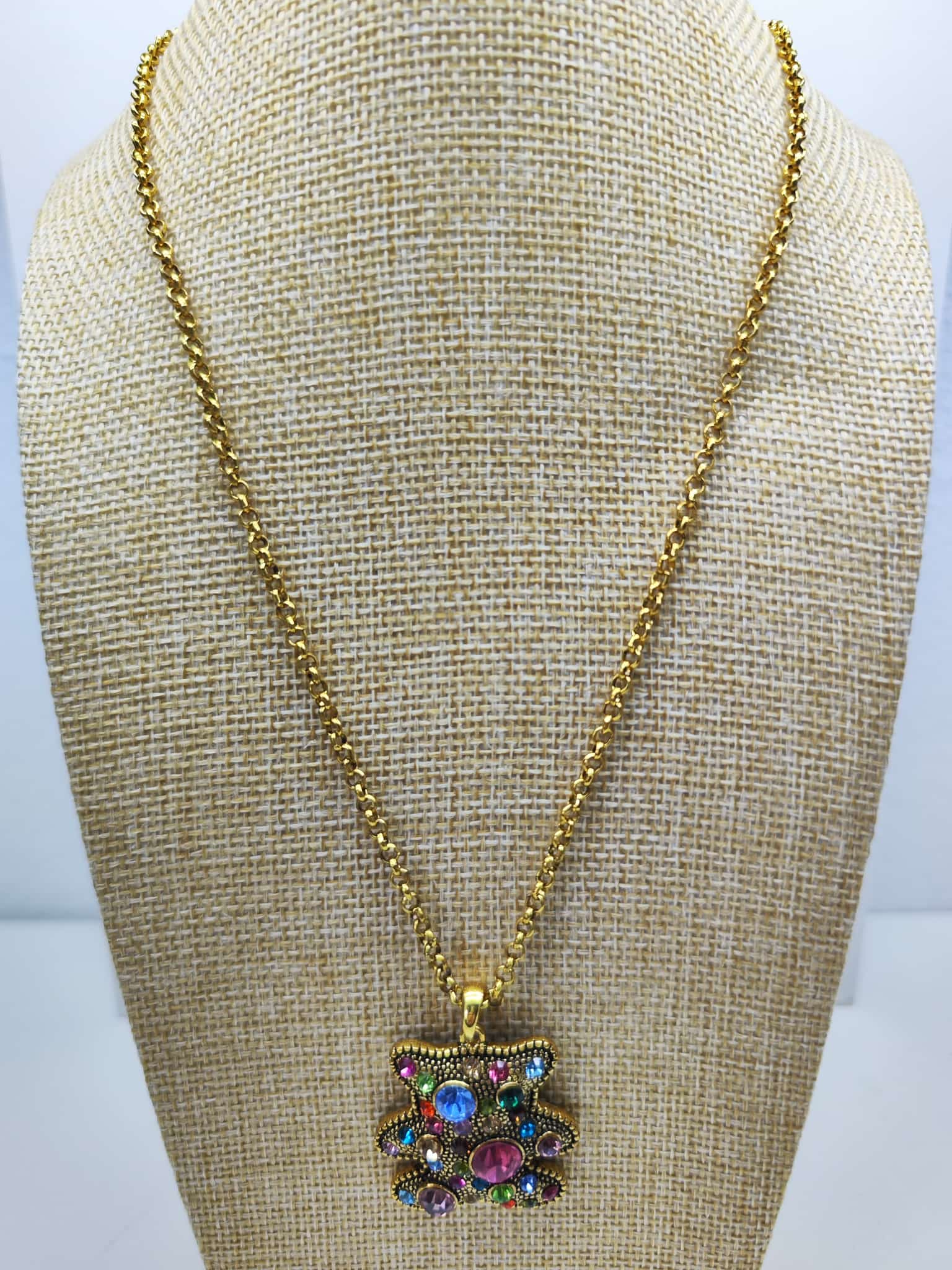 Collar con colgante - Oso dorado multicolor