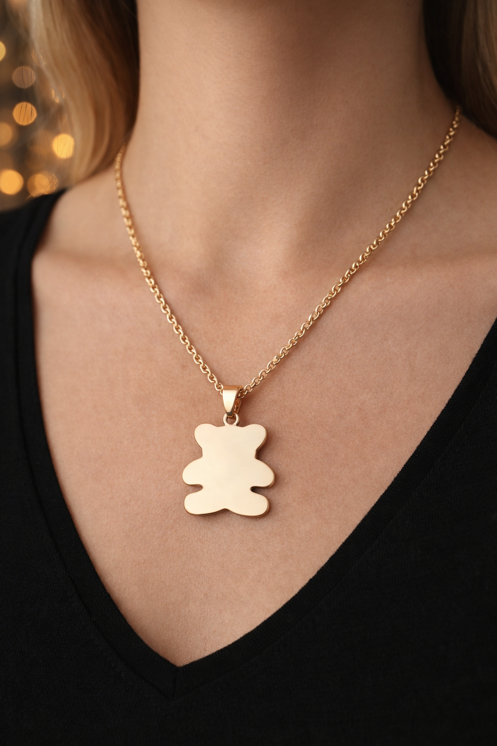 Halskette mit Anhänger – Großer goldener Bär