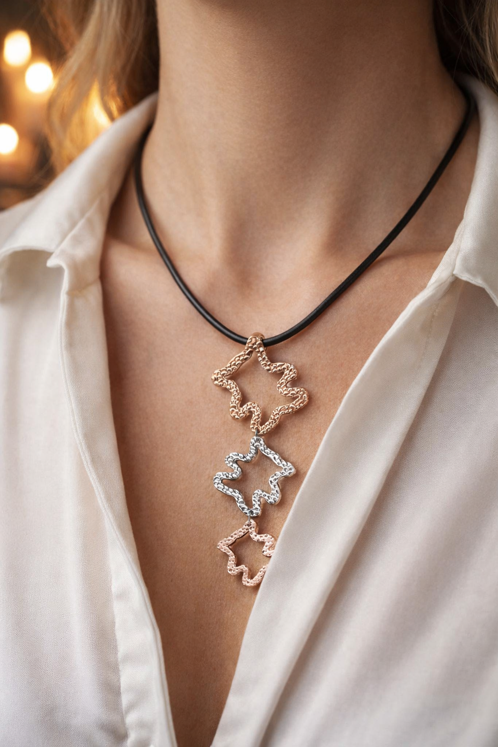 Halskette mit Anhänger – Dreifacher Gold-/Silberbär