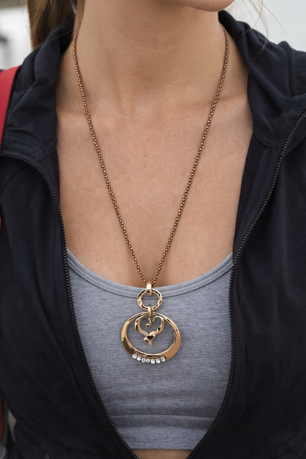 Collar larga - Dorado corazón