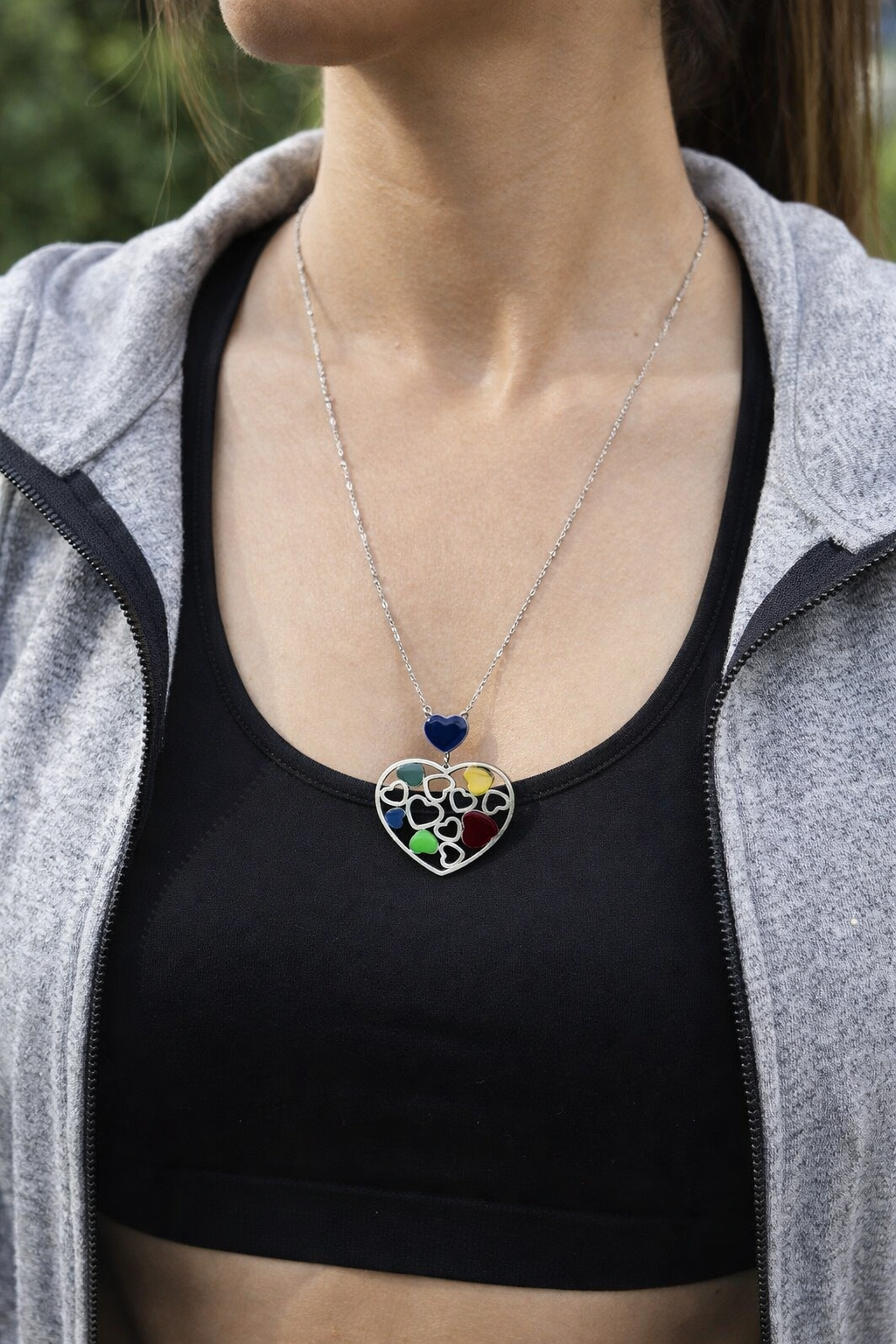 Collar larga - Corazón multicolor